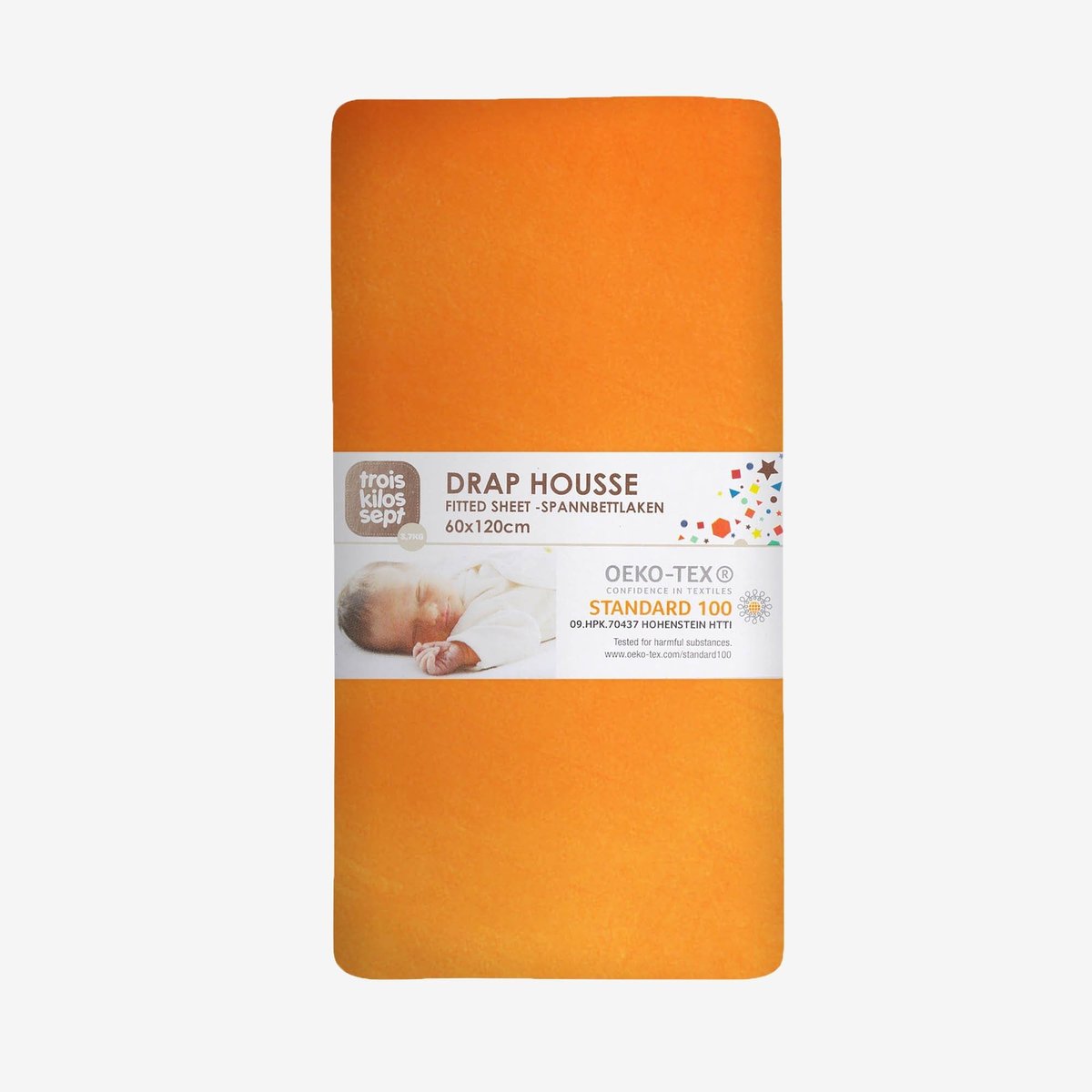 Drap housse OEKO-TEX® STANDARD 100 abricot, TROIS KILOS SEPT