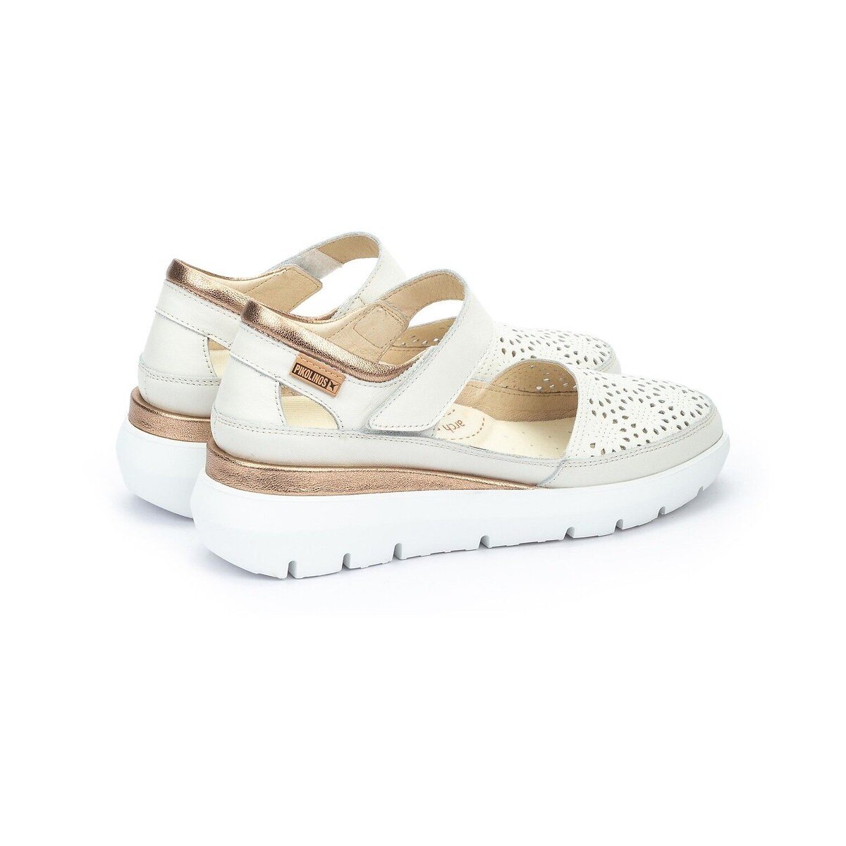 Rueda Leather Wedge Shoes white, PIKOLINOS