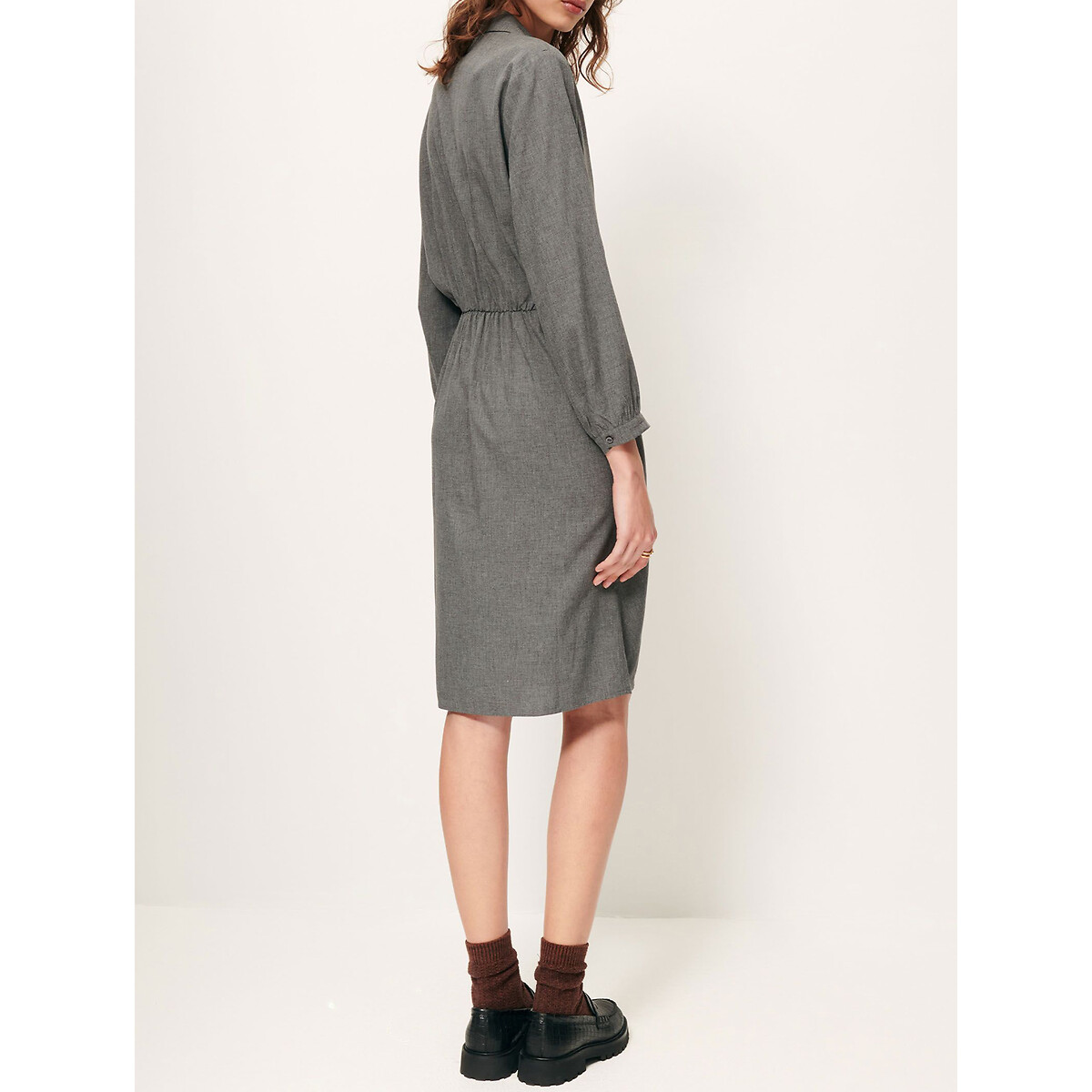 Mid-Length Shift Dress with Long Sleeves 90003442, SESSUN