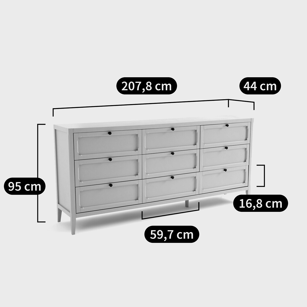 Commode 9 tiroirs, Eugénie gris, LA REDOUTE INTERIEURS