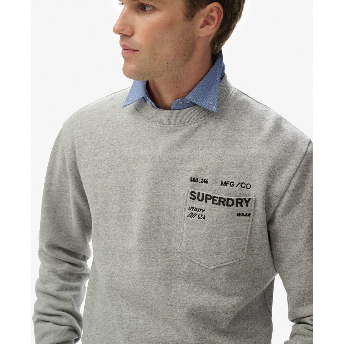 Sweat ample Utility gris athlétique chiné, SUPERDRY