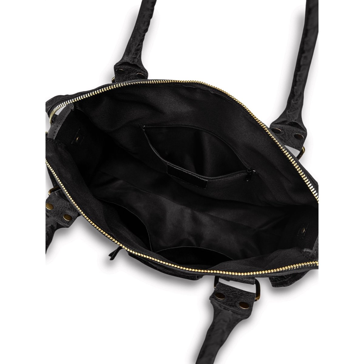 Sac à main en cuir italien brossé mat SANDSTORM NOIR noir mat, OH MY BAG