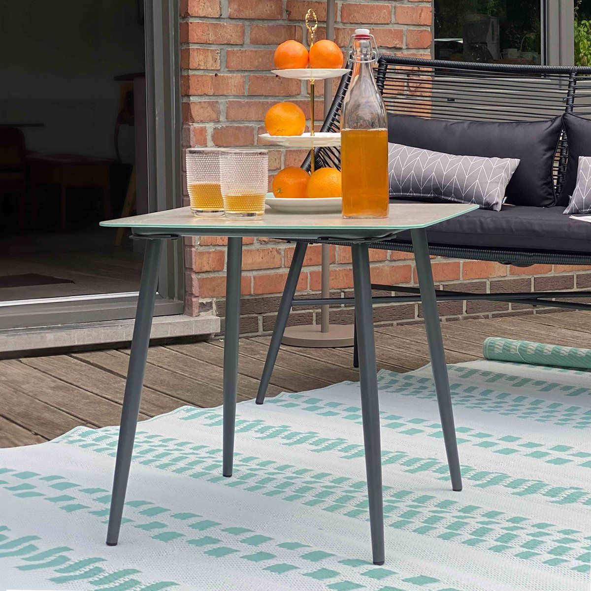 Table basse de jardin en acier, COSTA RICA gris, OVIALA