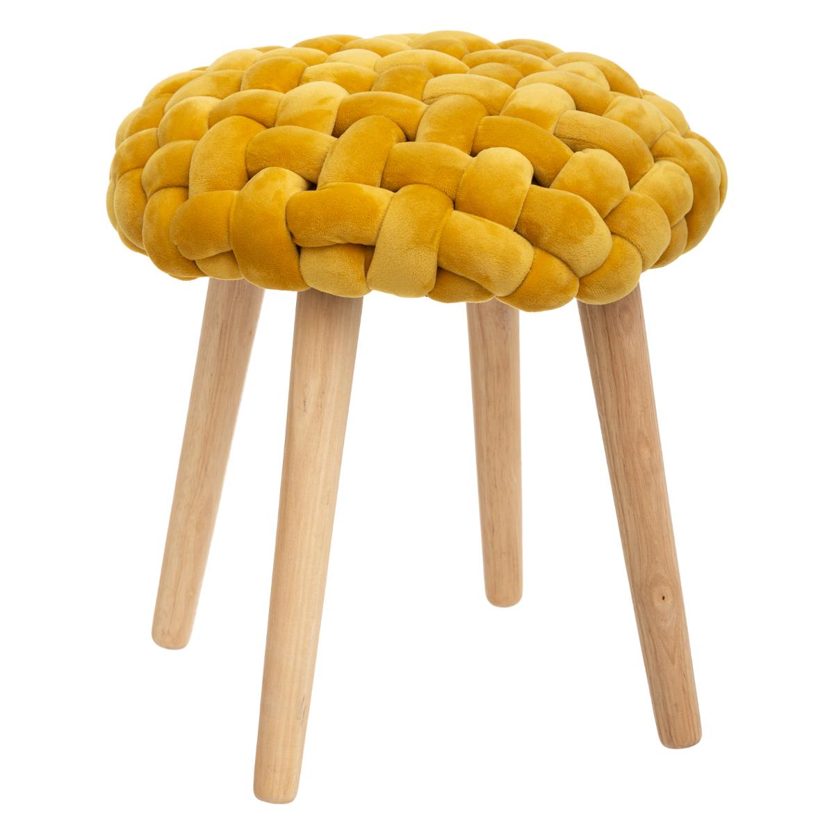 Tabouret en tricot design scandinave COSY ocre, ATMOSPHERA