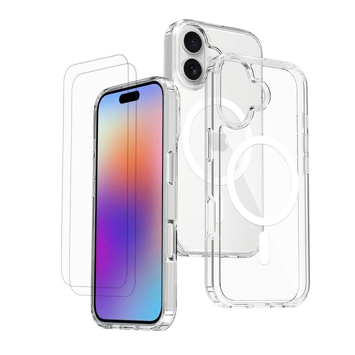 Coque Anti-choc compatible Magsafe pour iPhone 17 Transparente + 2 vitres transparent, EVETANE