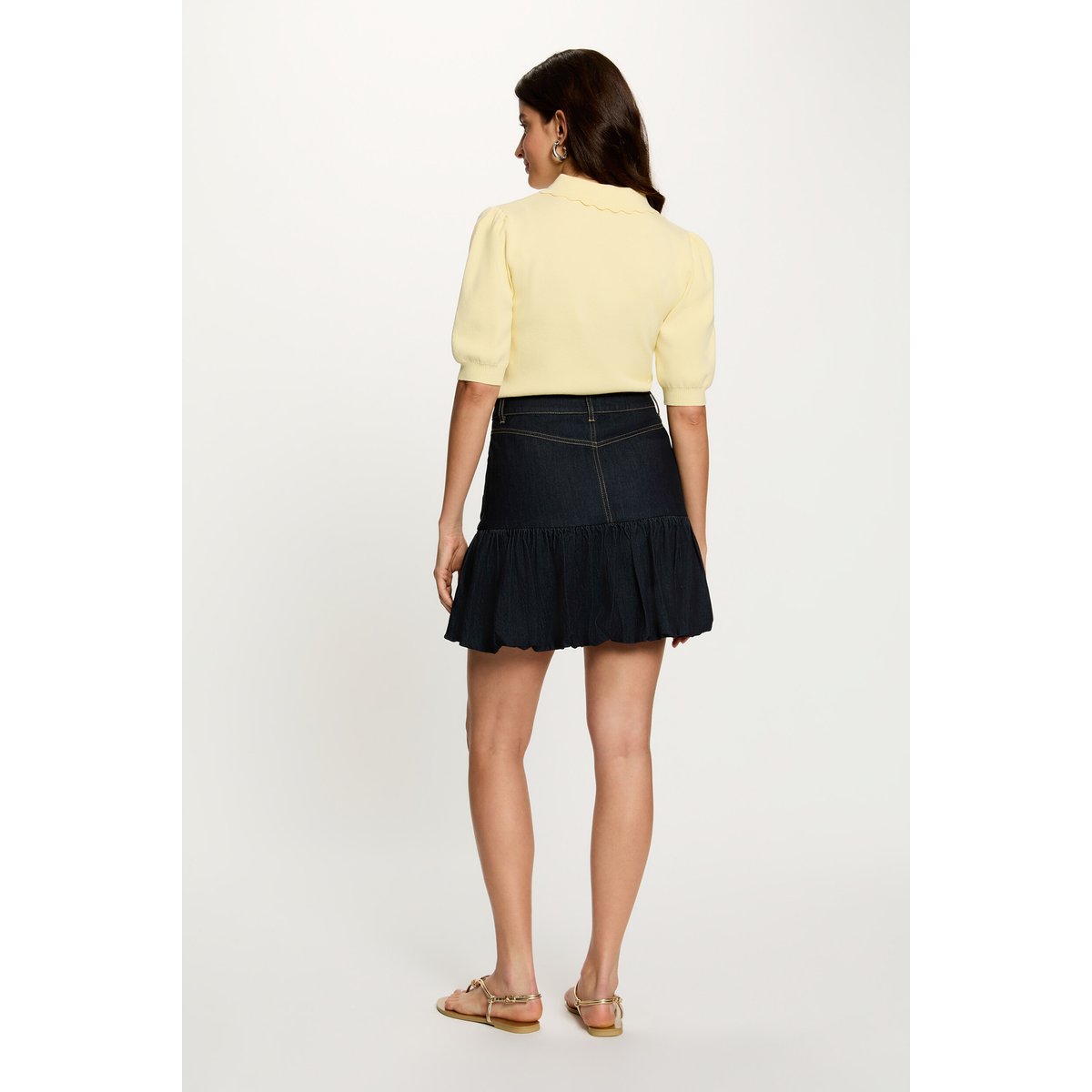 Pull manches bouffantes jaune pastel, MORGAN