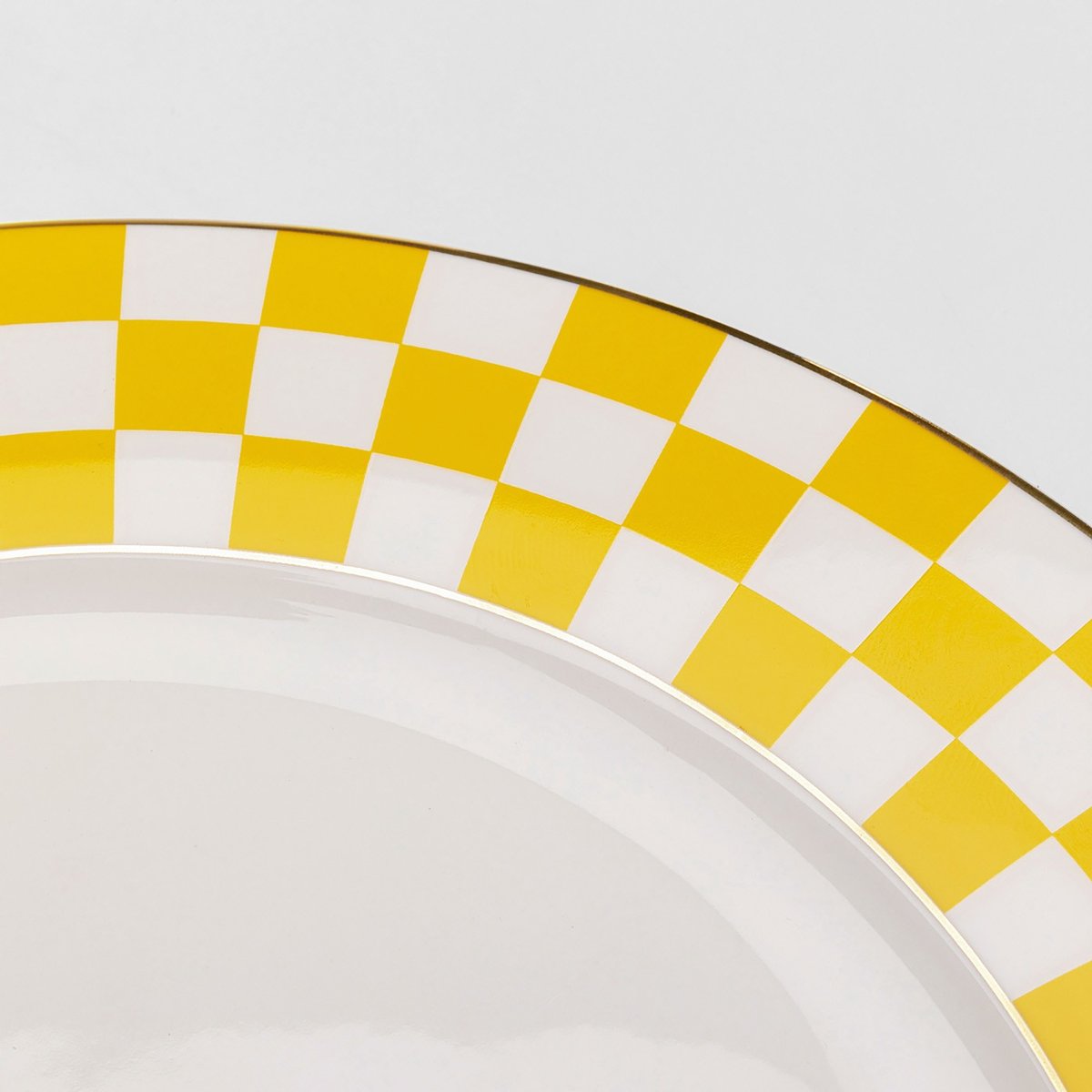 Lot de 6 assiettes bord damier, HARLEQUIN jaune, KARE DESIGN