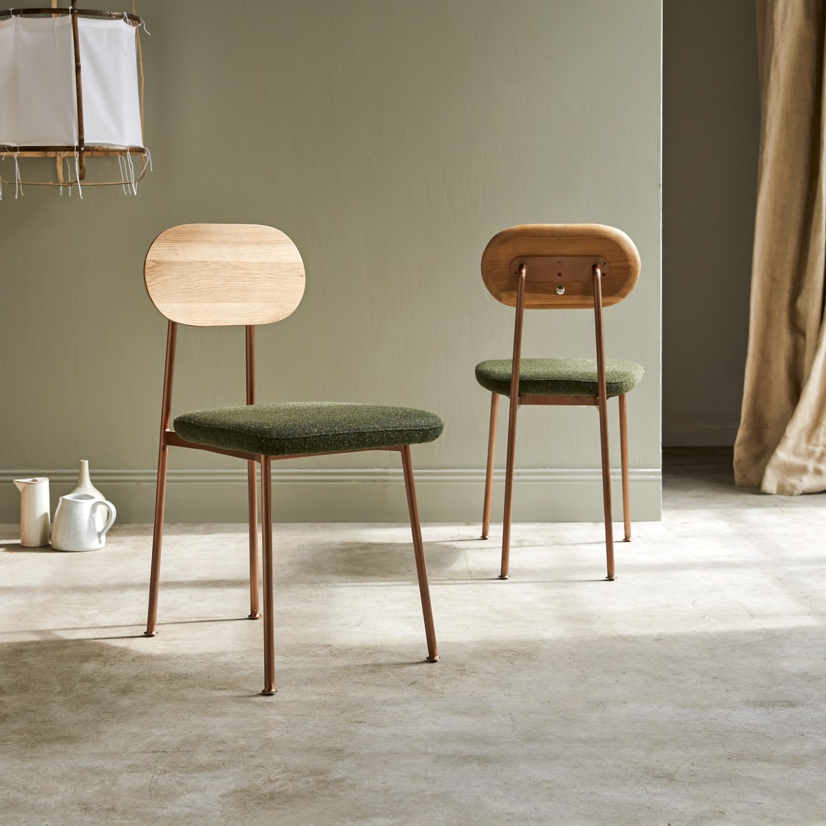 Chaise en Tissu massif, YUTAPI vert, TIKAMOON