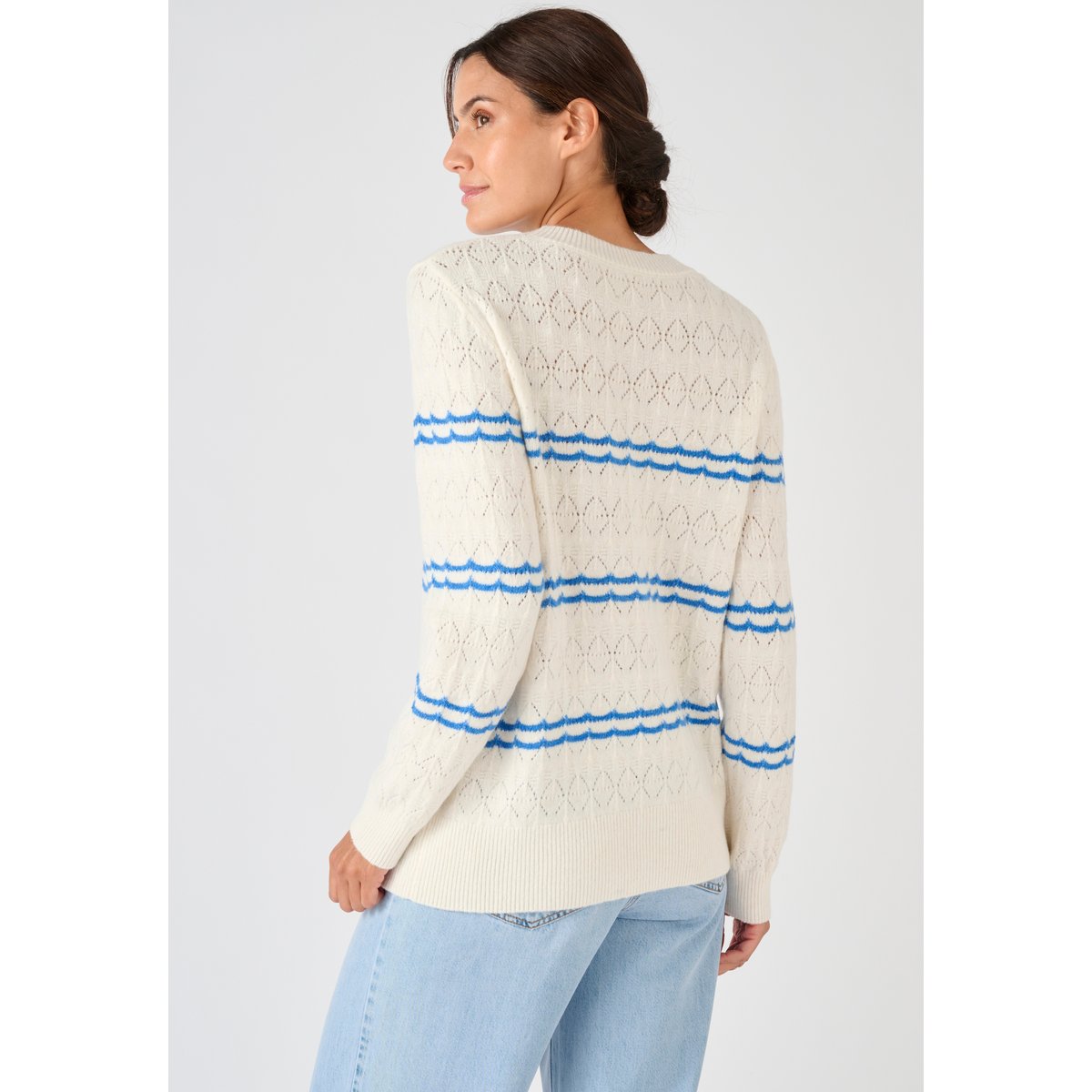 Pull ajouré esprit marin Thermolactyl blanc cassé, DAMART
