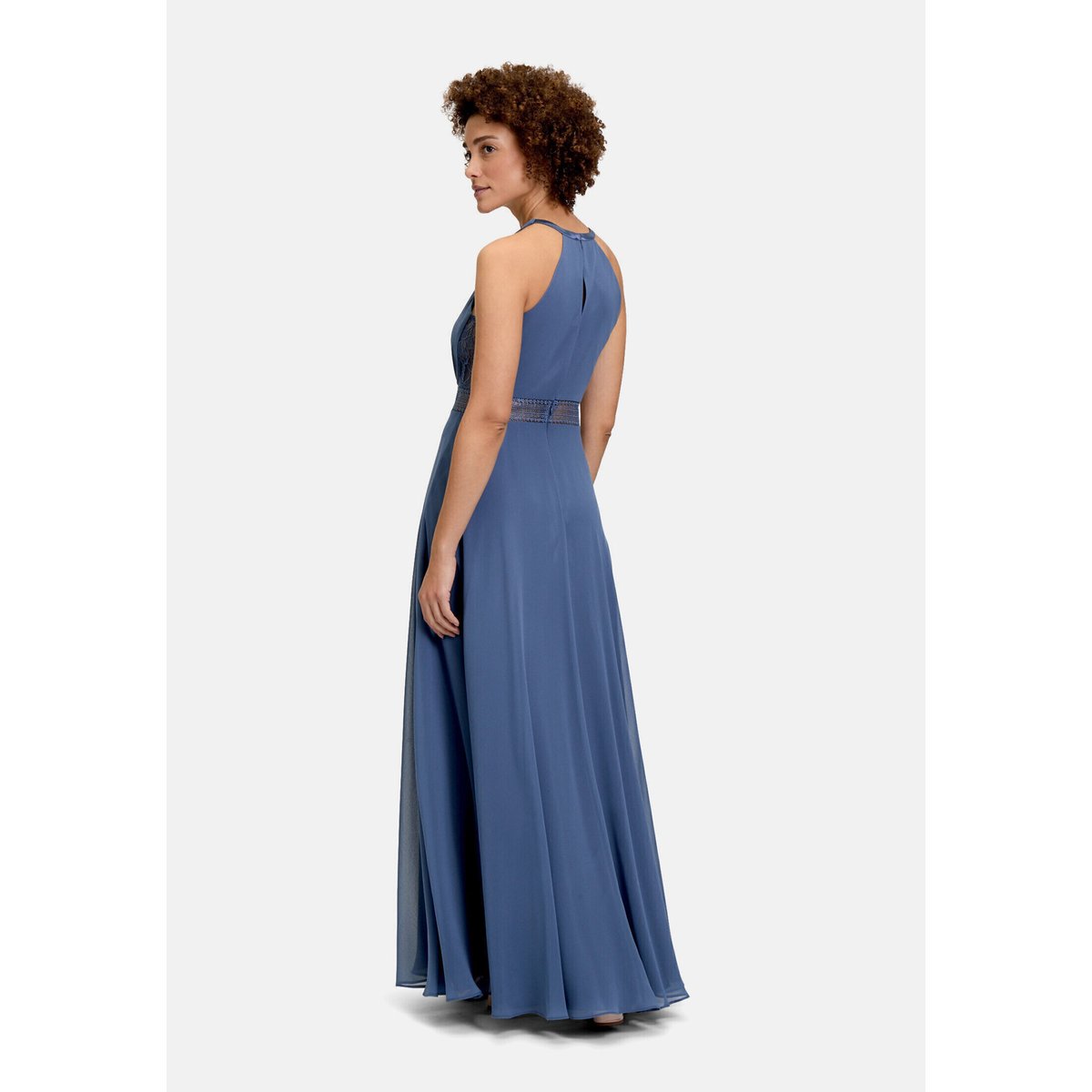 Robe de soirée en dentelle blue stone, VERA MONT