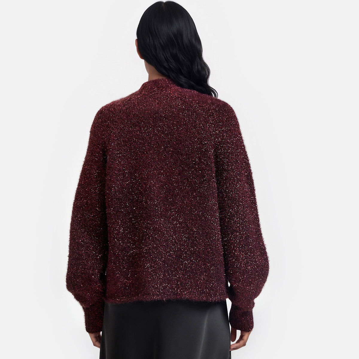 Pull col rond, avec fils brillants violet, LA REDOUTE COLLECTIONS