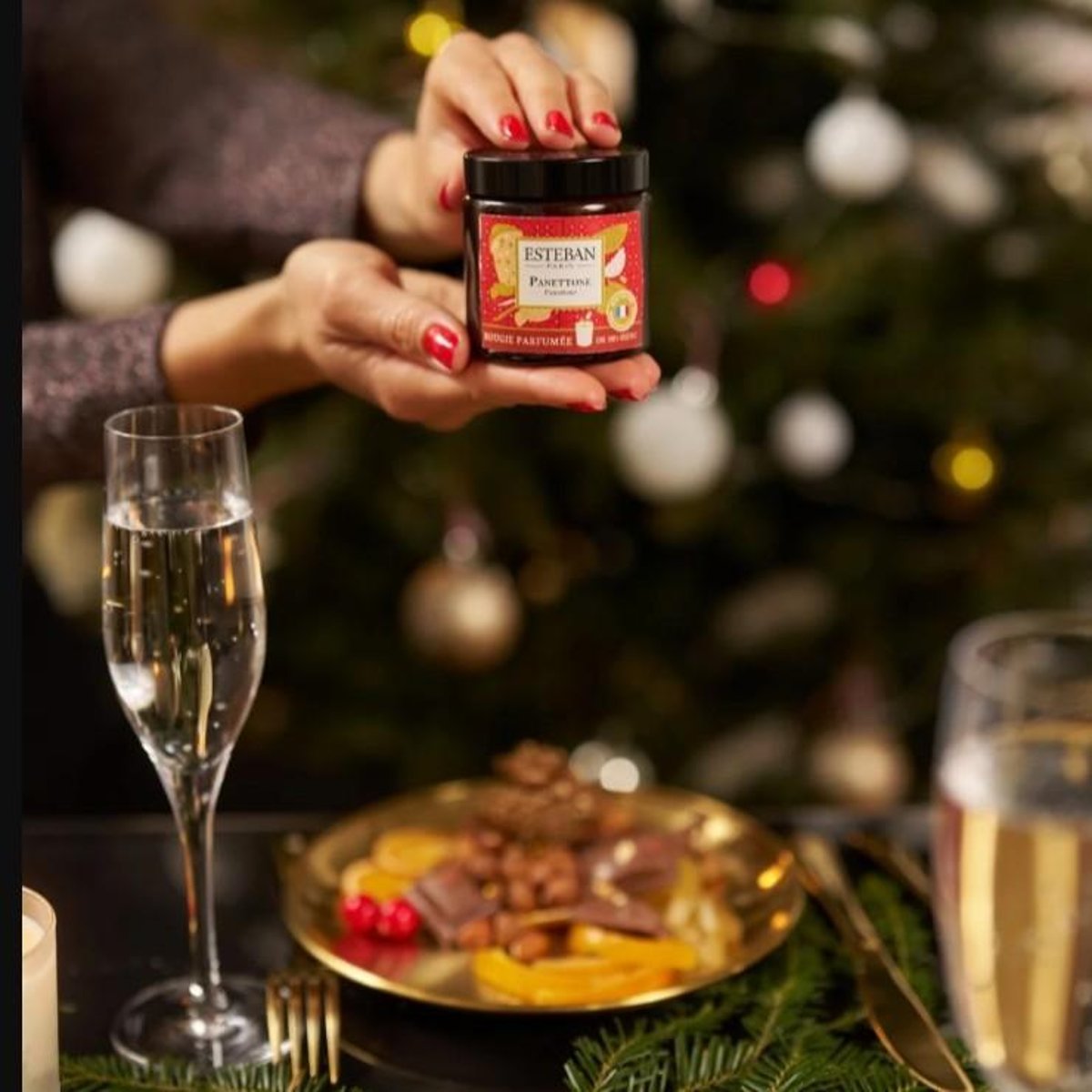 Bougie pommadier Panettone 90g rouge, ESTEBAN