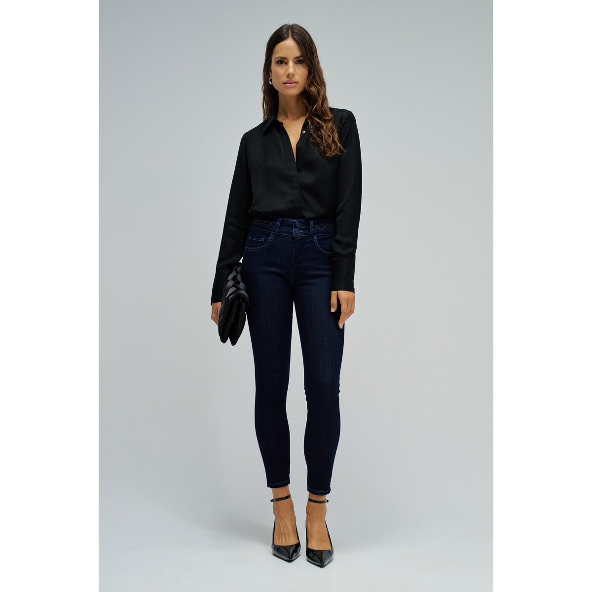 JEAN SECRET PUSH IN CROPPED SKINNY bleu foncé, SALSA JEANS