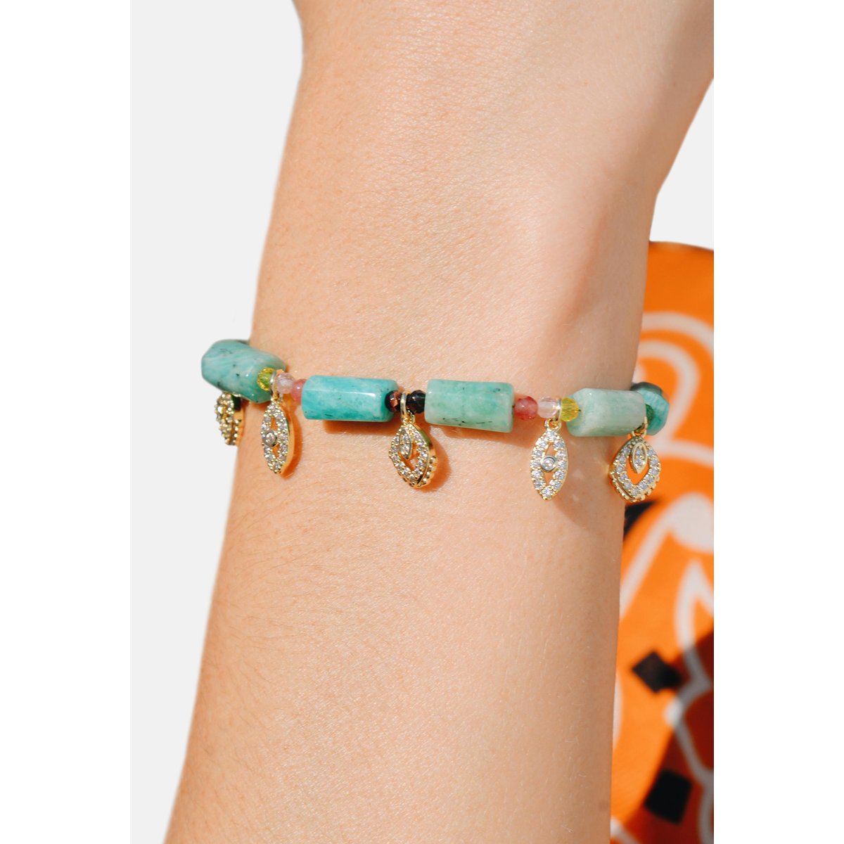 Bracelet perles et pampilles réglable LIDI turquoise, HIPANEMA