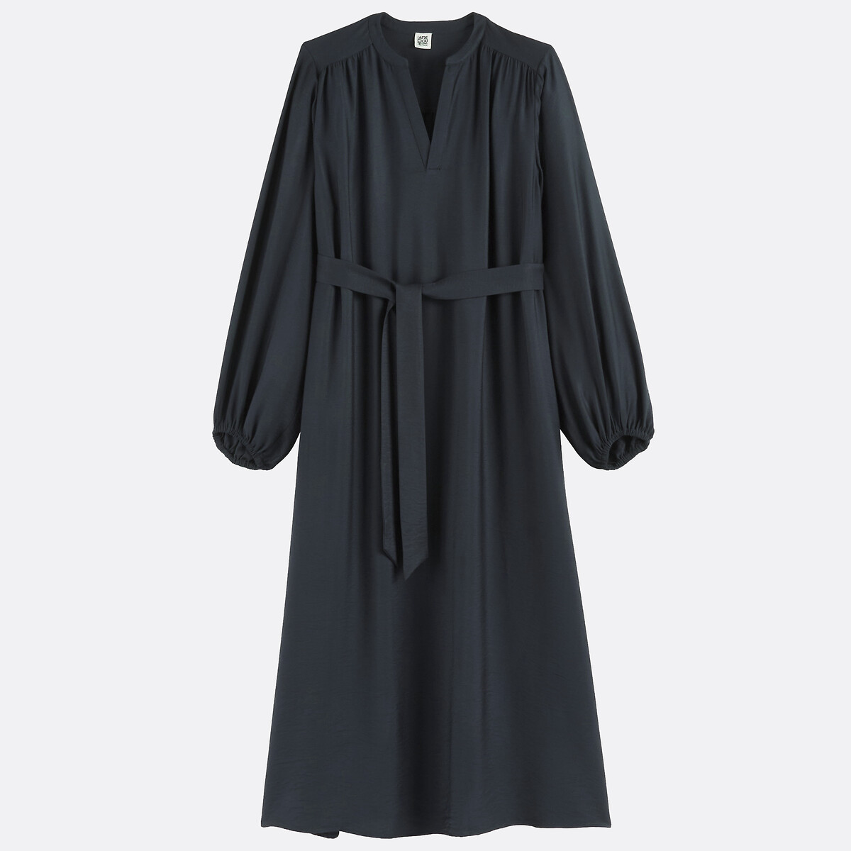 Robe longue fluide, à manches bouffantes bleu marine, LA REDOUTE COLLECTIONS