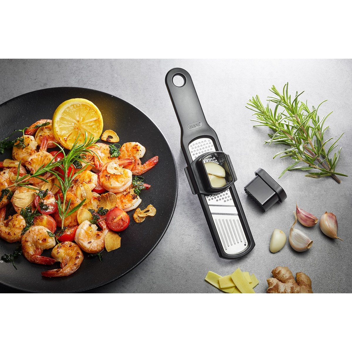 Coupe et Râpe ail RAFINO argent, GEFU