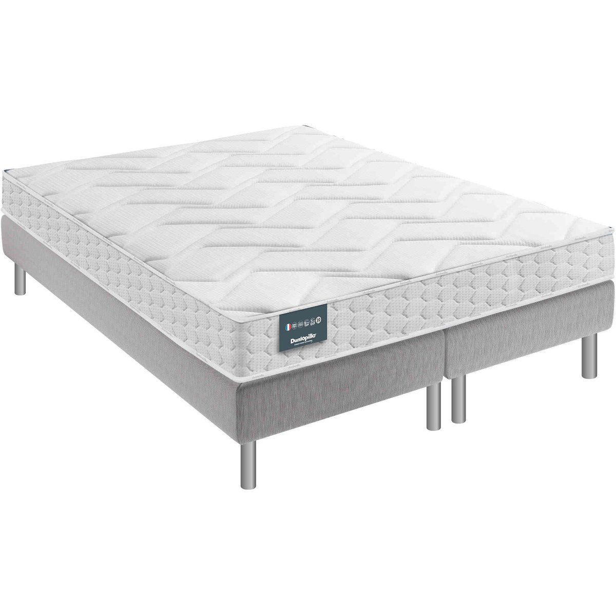 Matelas Aérial® 20cm, sommier pieds JONQUILLE blanc, DUNLOPILLO