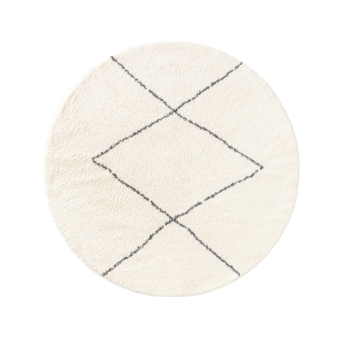 Tapis rond à poils longs BENNO crème, BENUTA