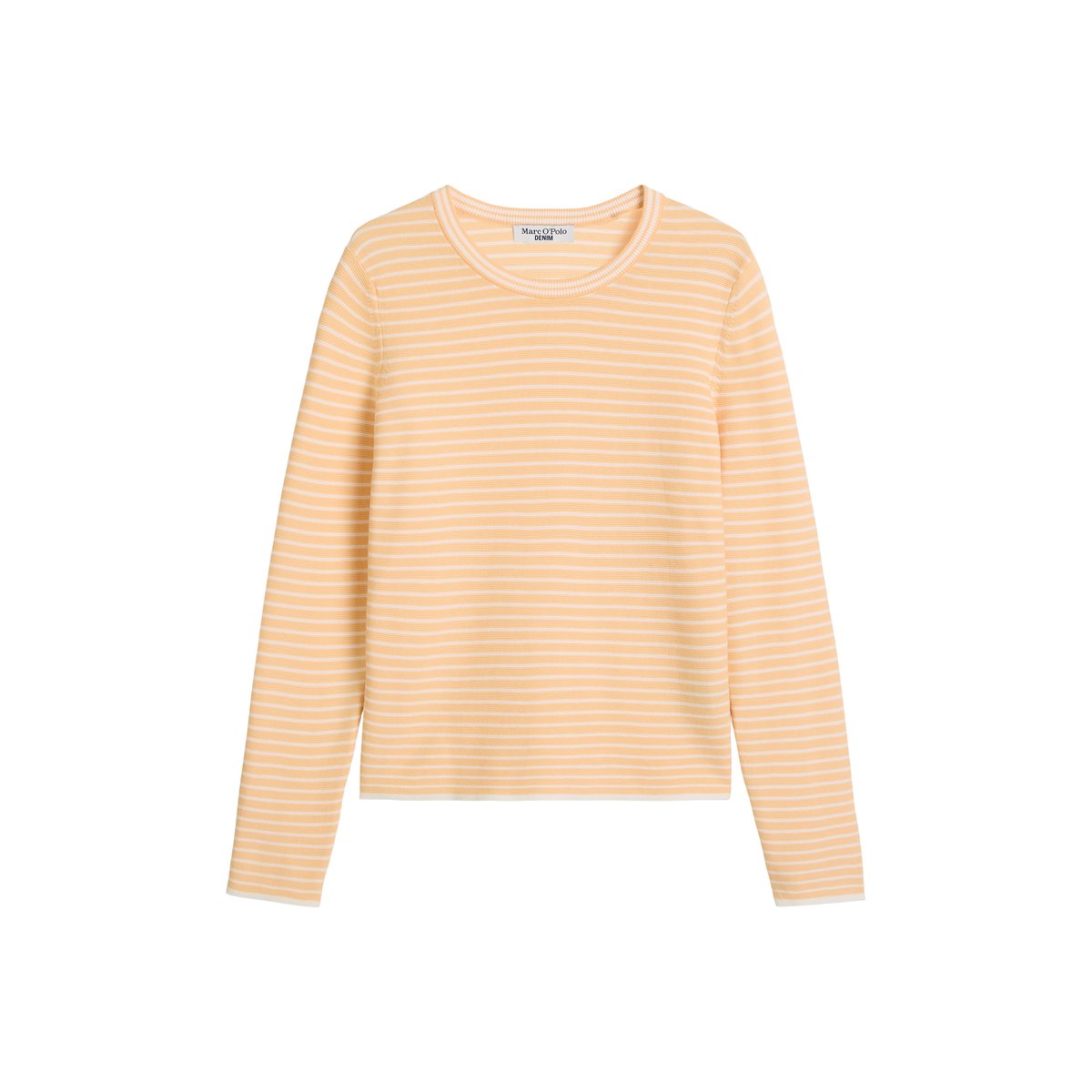 Pull-over rayé régulier en Compact Cotton orange, MARC O’POLO DENIM