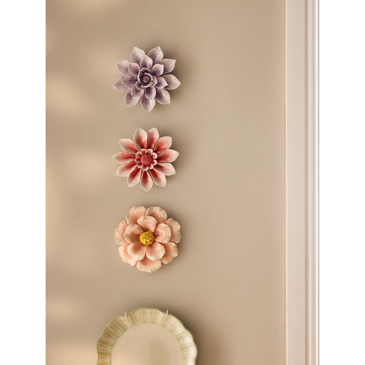Plaque murale fleur en céramique, lot de 3 multi-couleurs, NEXT