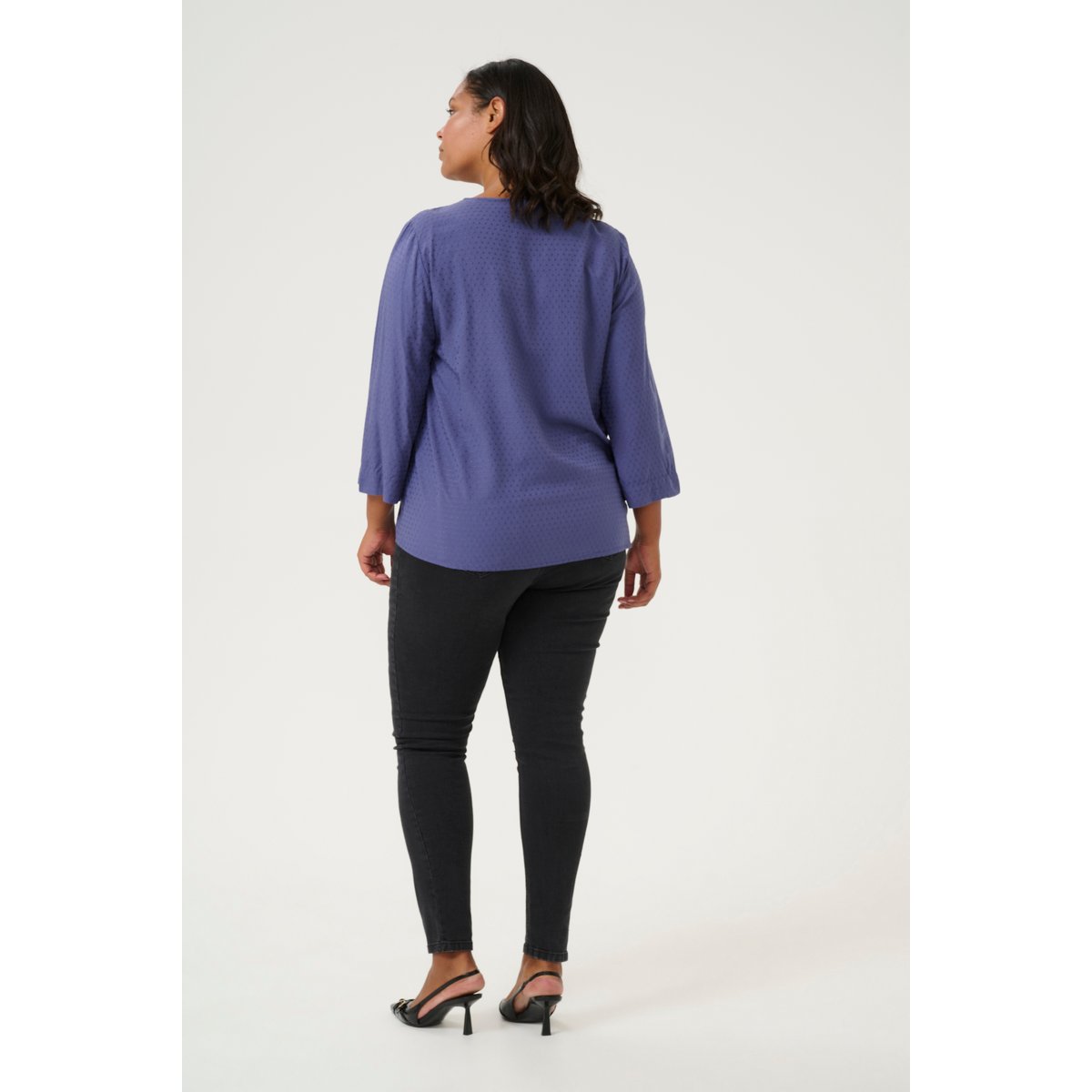 Blouse with long sleeve bleu blue indigo, KAFFE CURVE