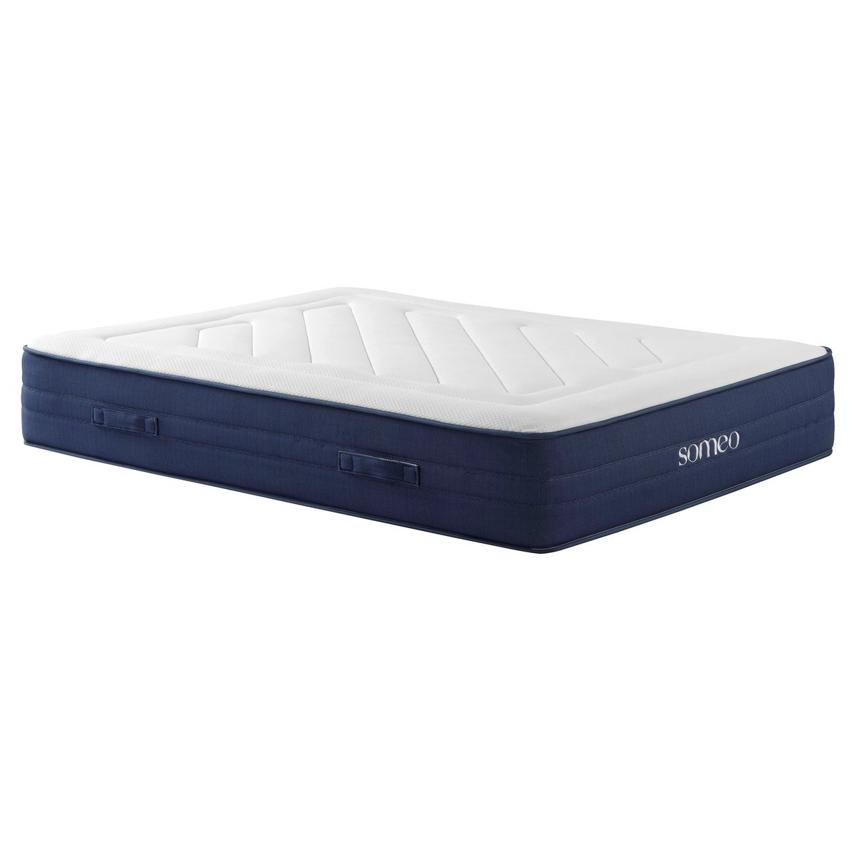 Ensemble matelas ressorts, latex et mémoire de forme, sommier Constellation et pieds Rêve 700 blanc, SOMEO