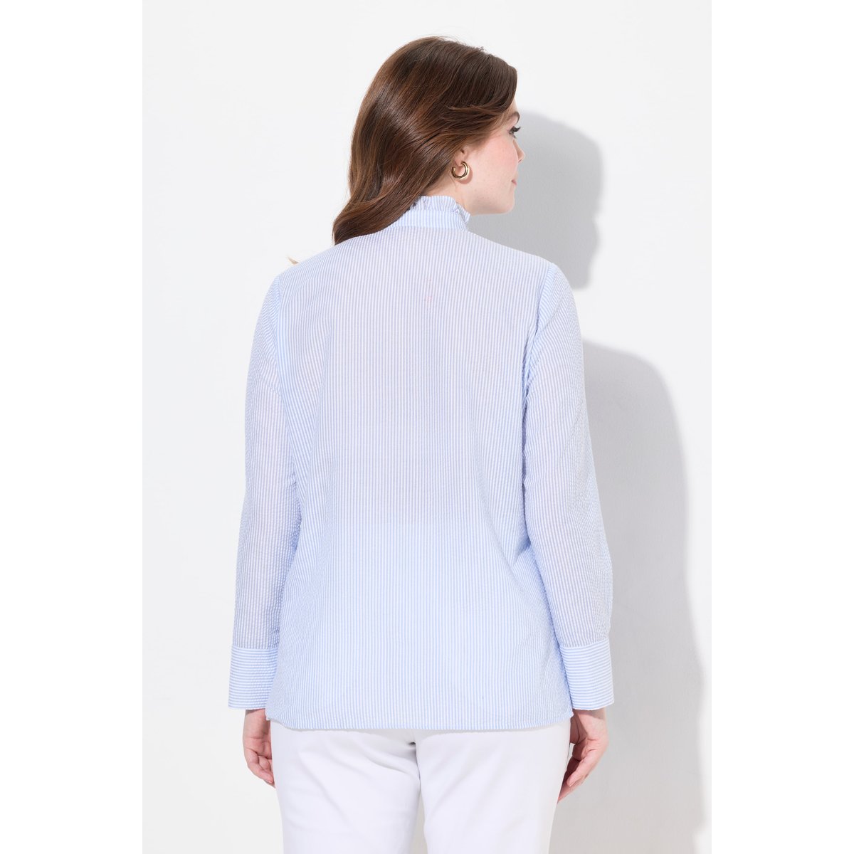 Chemisier gaufré à manches longues bleu ciel, ULLA POPKEN