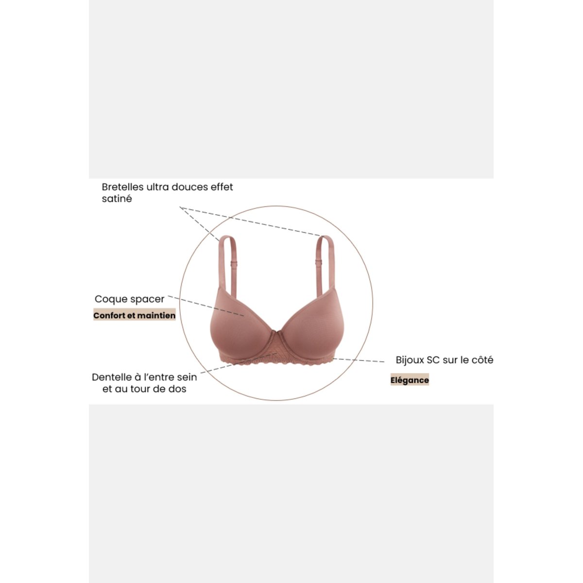 Soutien-gorge moulé DAILY SOFTNESS noisette, SANS COMPLEXE
