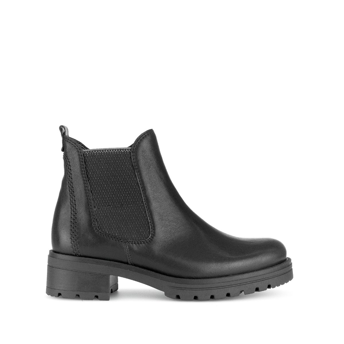 Bottines en cuir à talon décroché noir lisse, GABOR