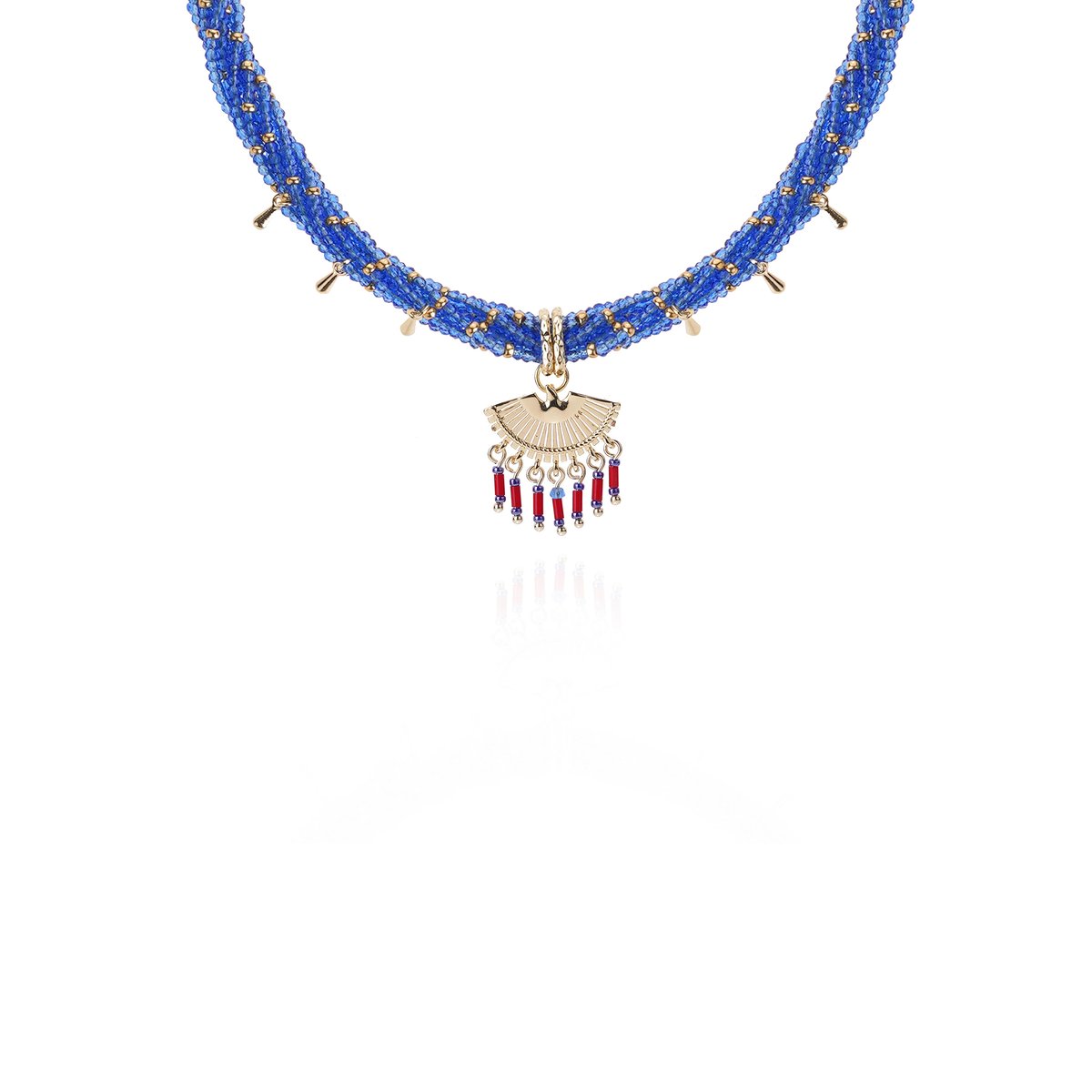 Collier de perles avec pampilles et pendentif BILKIS bleu, HIPANEMA