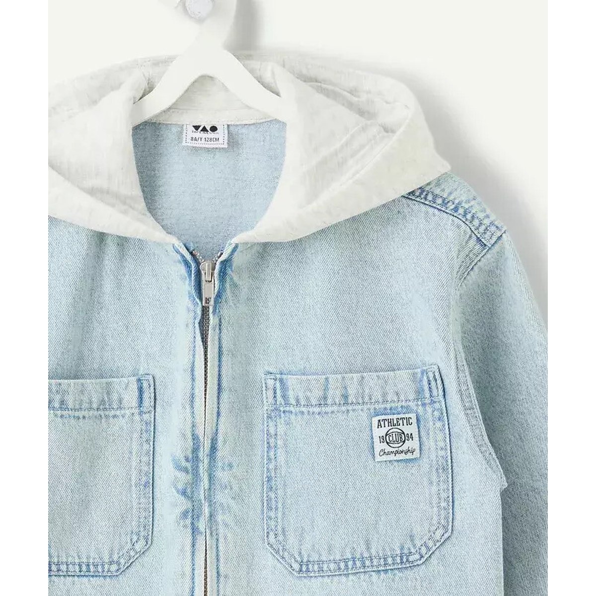 Chemise à capuche, en jean bleu denim, TAPE A L'OEIL
