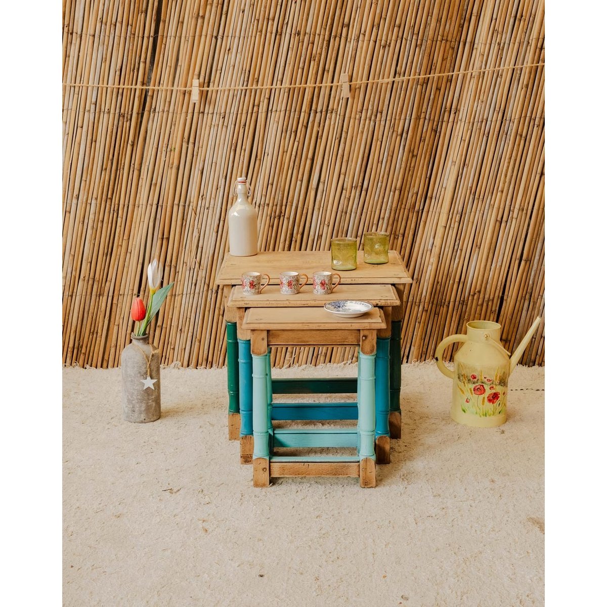 tables gigognes en bois Barbara N°215 - Bon état bois clair, DEBONGOUT