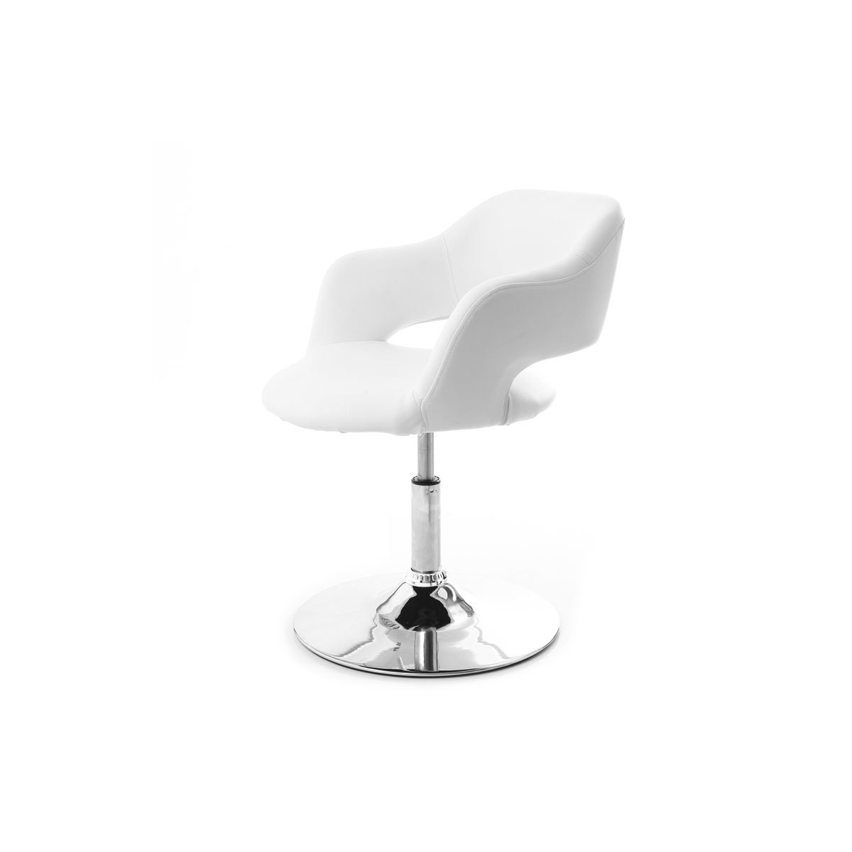 Fauteuil pivotant design blanc et acier chromé JESSY blanc, MILIBOO