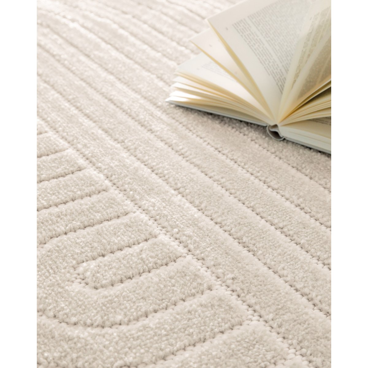 WECONhome Bacalar, tufté, tapis poils courts, motif rayures moderne, facile d'entretien, certifié OEKO-TEX® , Bacalar beige crème, WECON HOME