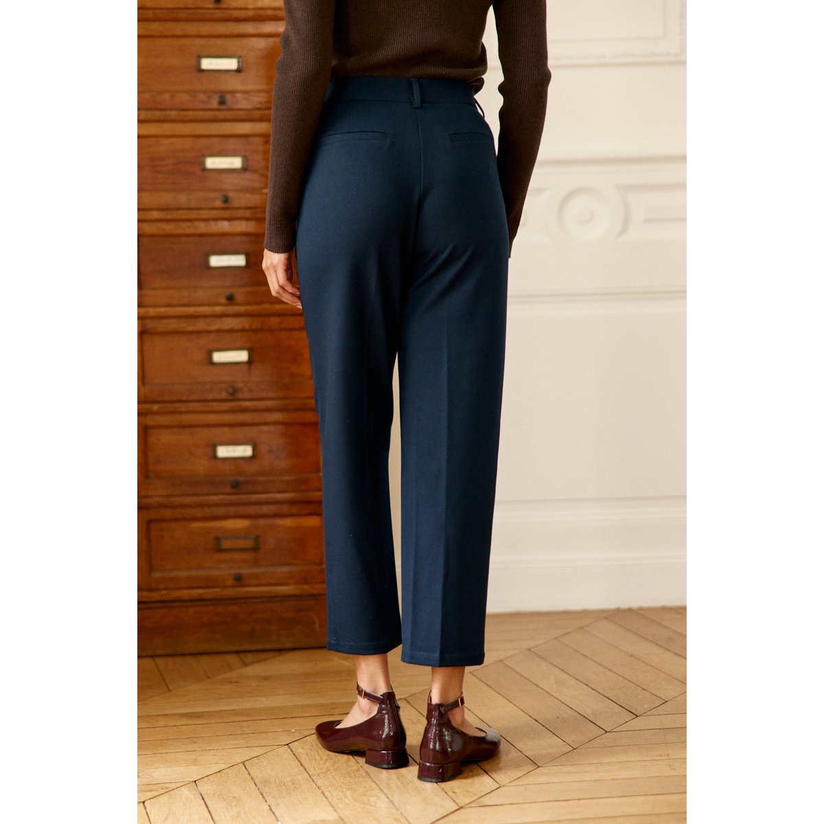 Pantalon carotte uni PAROT 25-marine, LA PETITE ETOILE