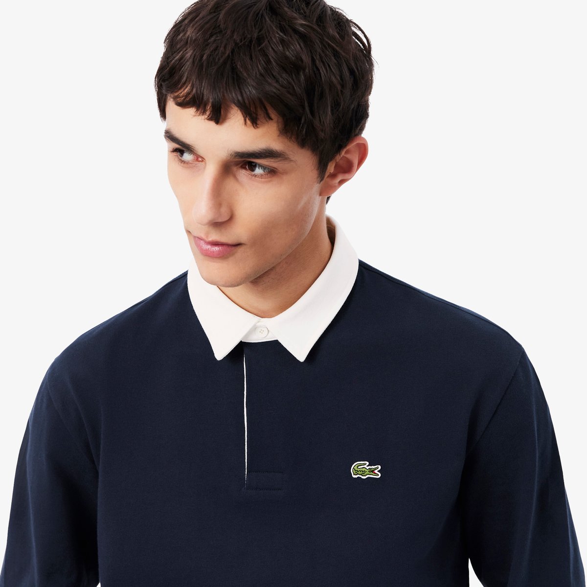 Polo rugby jersey relaxed fit bleu-mxq, LACOSTE