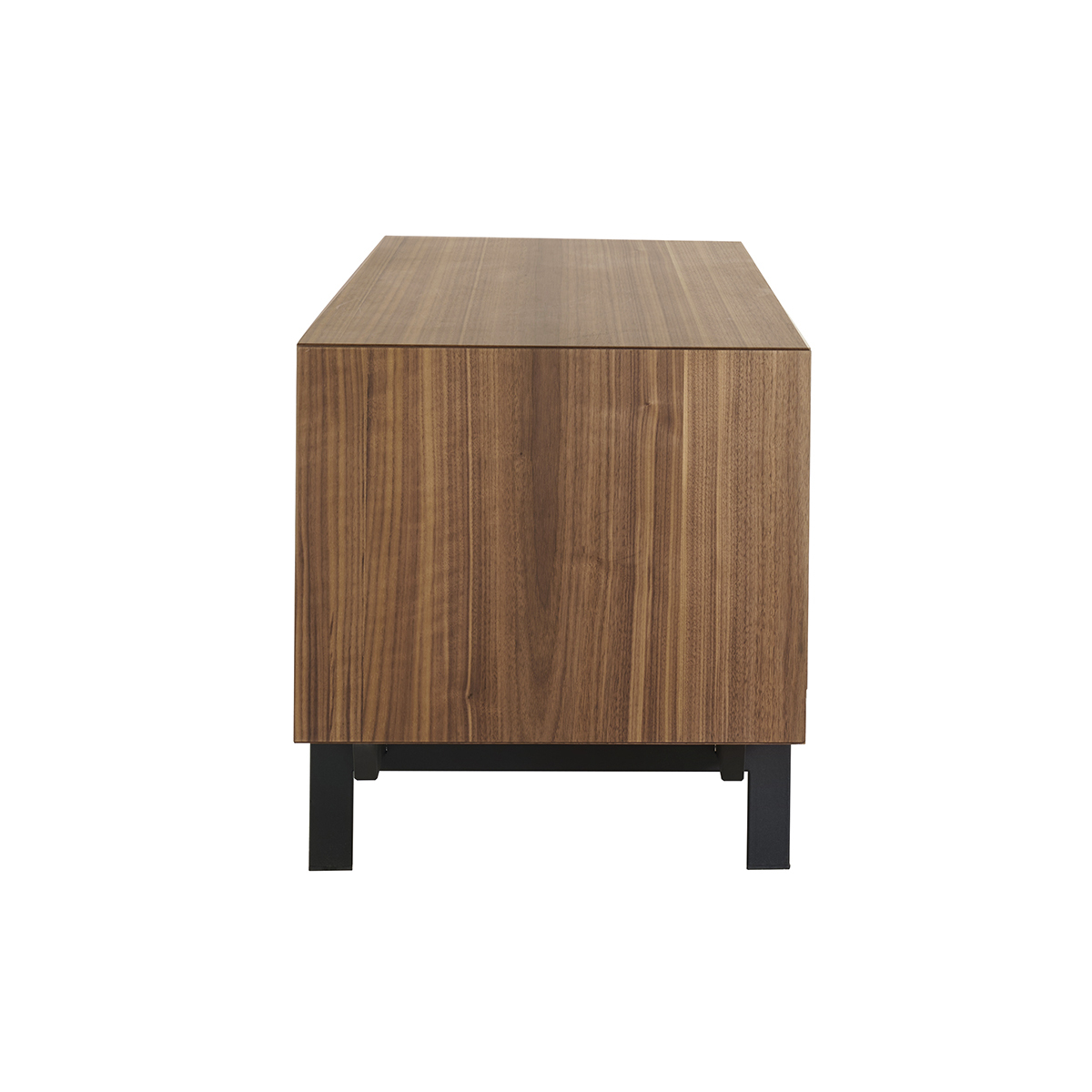 Meuble TV vintage bois foncé noyer et métal noir L200 cm MANNY noyer, MILIBOO