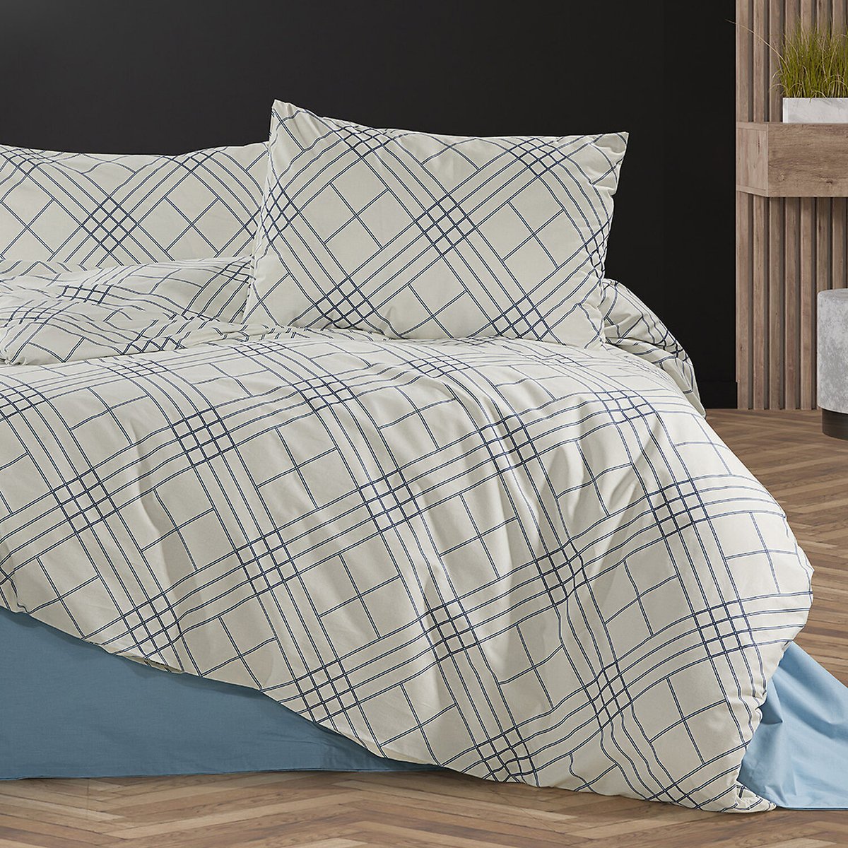 Paure de couette et tai(e) coton imprimé, faelora bleu, C DESIGN HOME TEXTILE