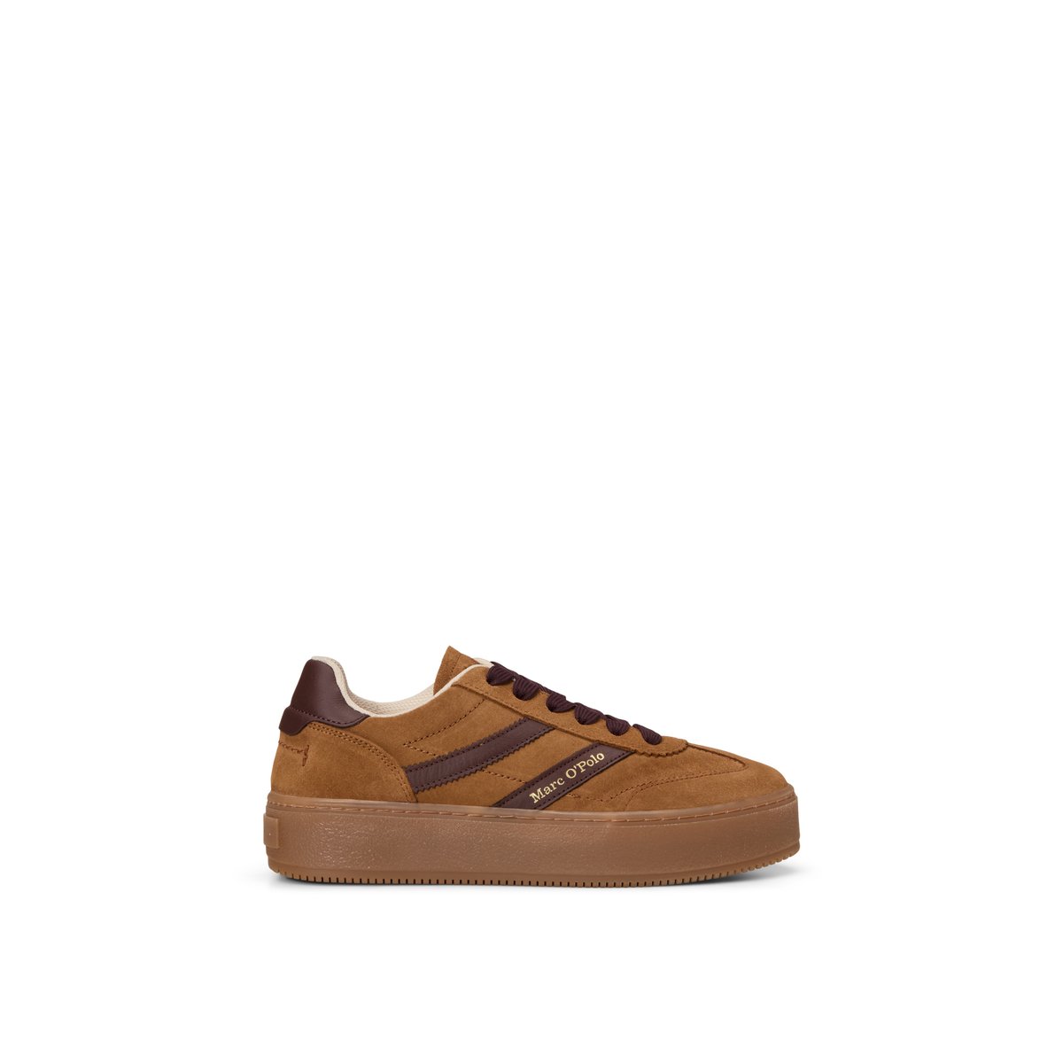 Modèle de baskets Edith en cuir velours huilé cognac, MARC O'POLO