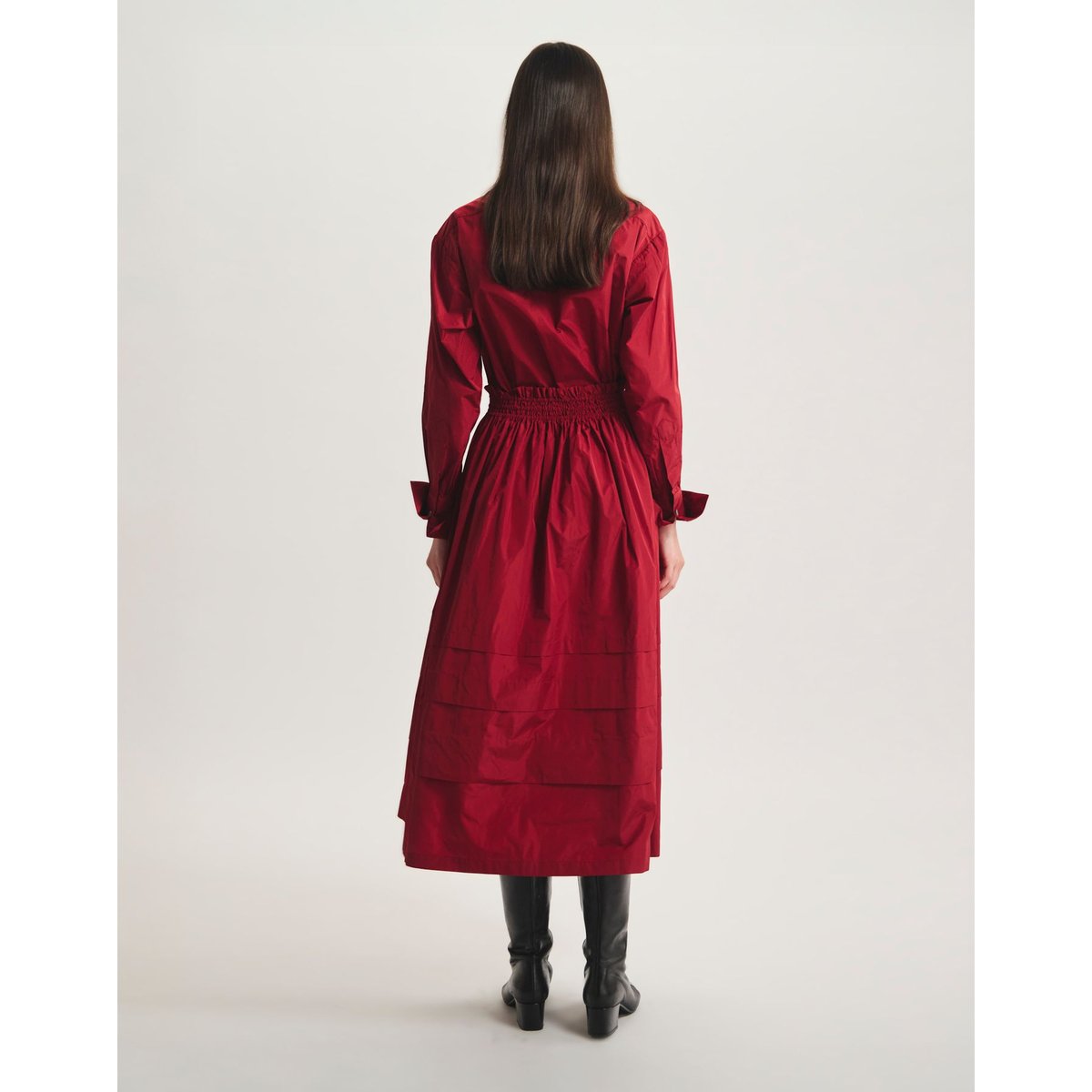 Jupe longue Héloïse en taffetas rouge, INES DE LA FRESSANGE PARIS
