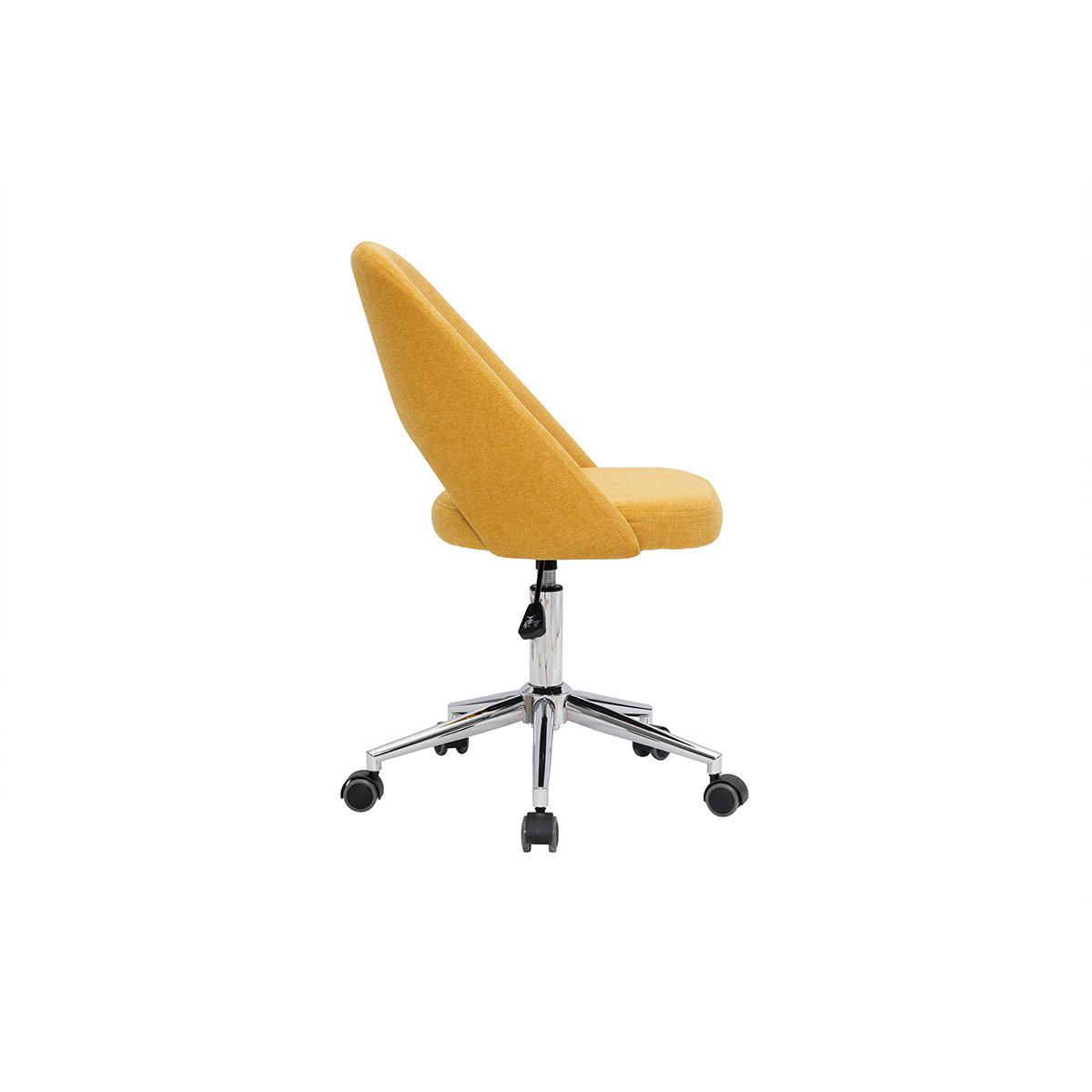 Chaise de bureau à roulettes en tissu effet velours texturé jaune moutarde et acier chromé COSETTE jaune, MILIBOO