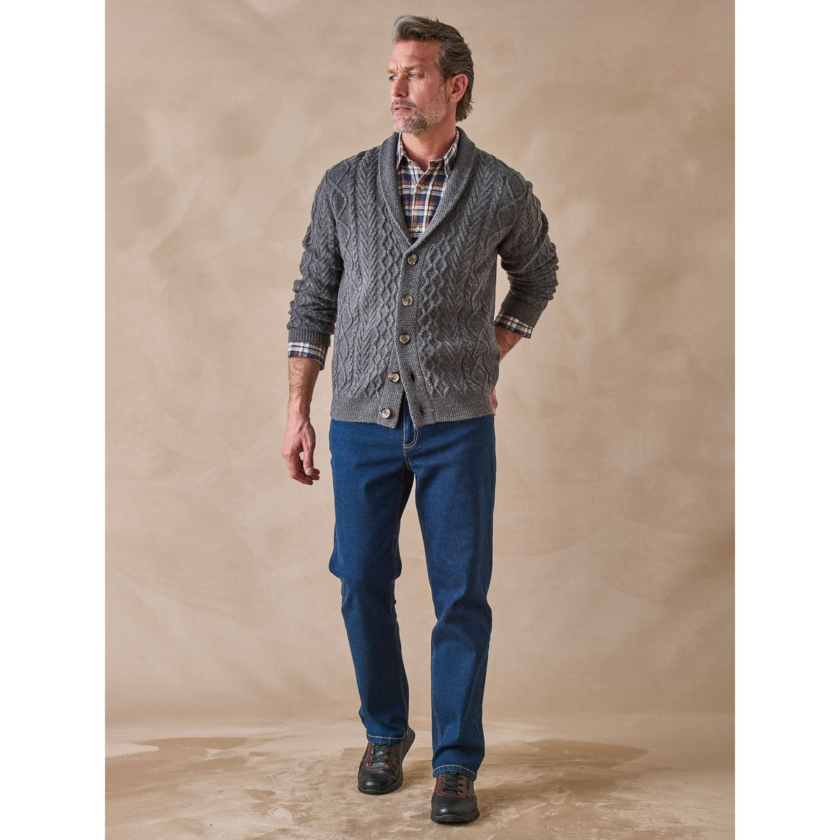 Gilet torsadé avec laine gris, DAXON
