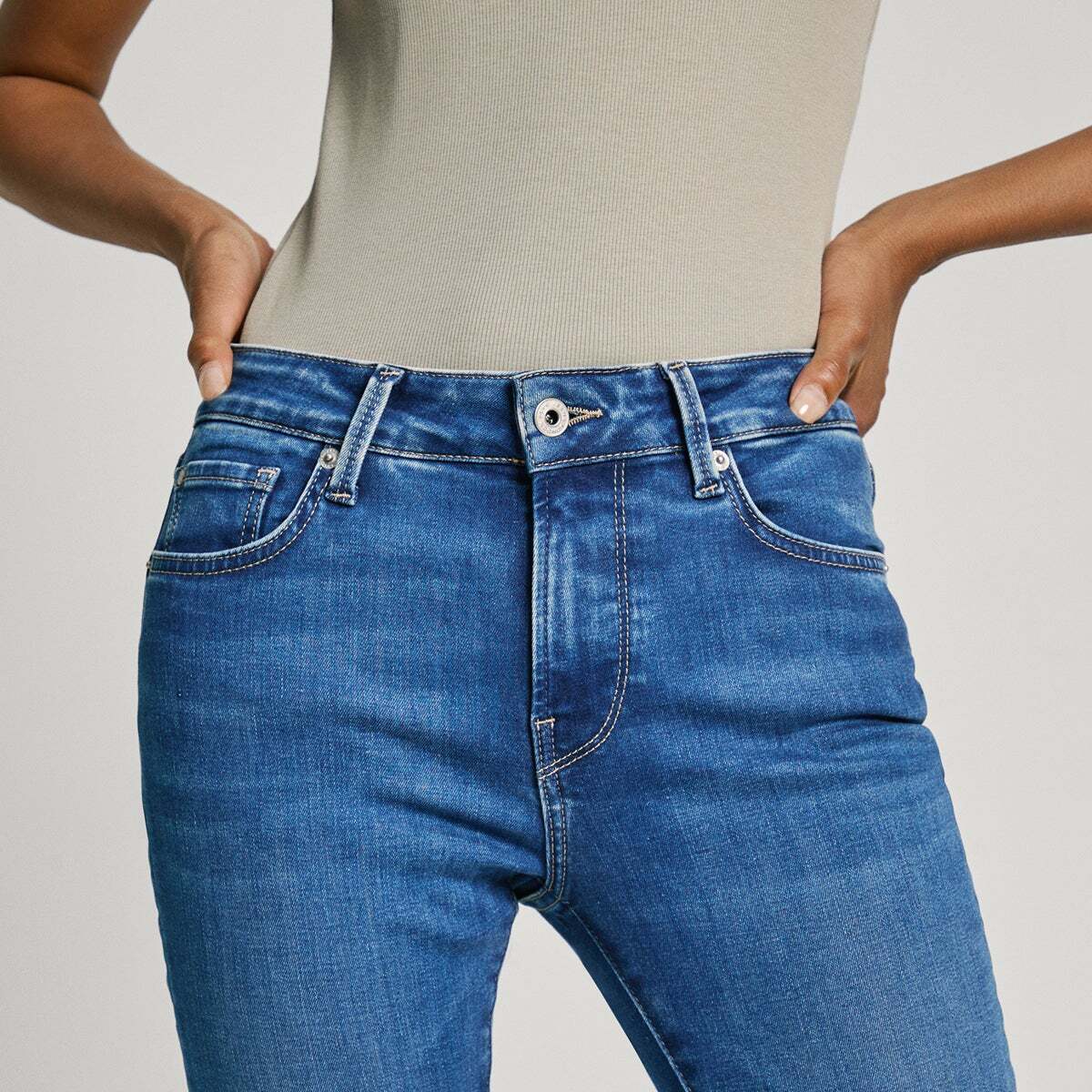 Jean Coupe Skinny, Taille Moyenne - Regent medium blue wiser wash, PEPE JEANS