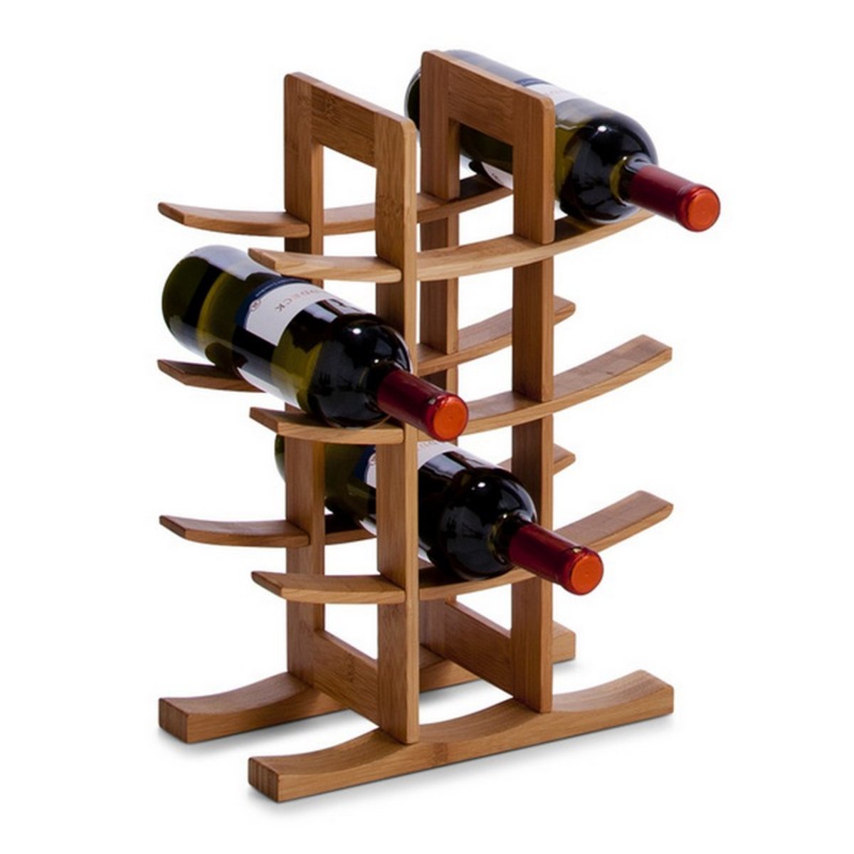 Range-bouteilles de vin bois bambou 12 bouteilles bois clair, ZELLER PRESENT