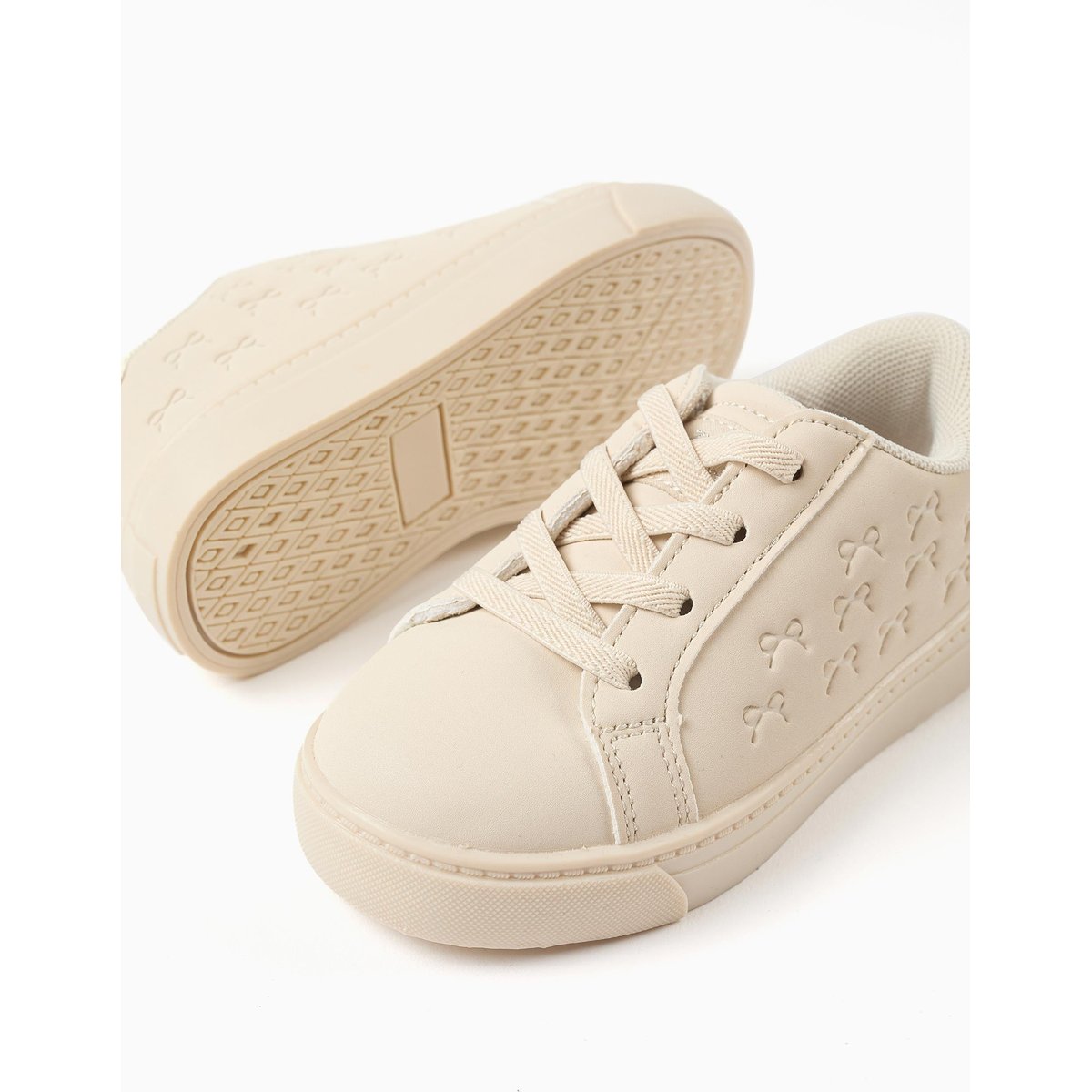 Baskets avec nœuds en relief et lacets élastiques beige, ZIPPY