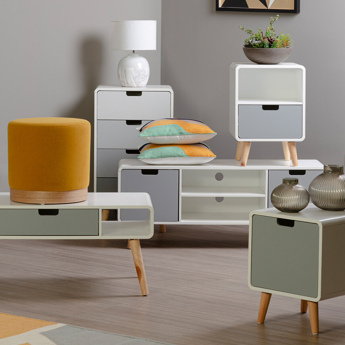 Freddy 1-Drawer Bedside Table with Shelf white, SO'HOME
