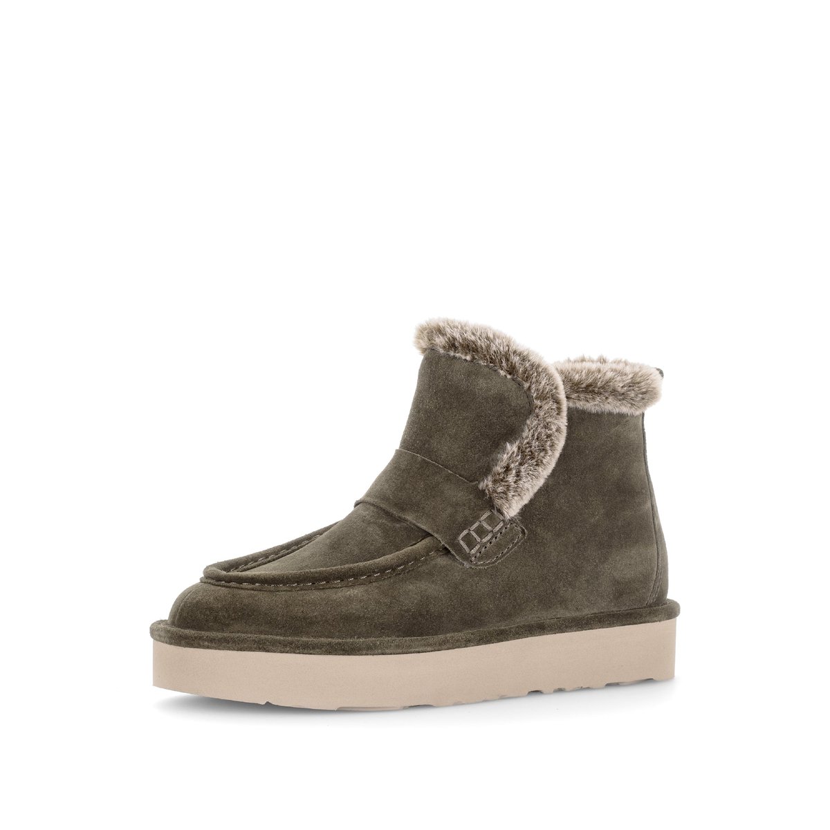 Bottines en cuir à talon compensé vert velours, GABOR