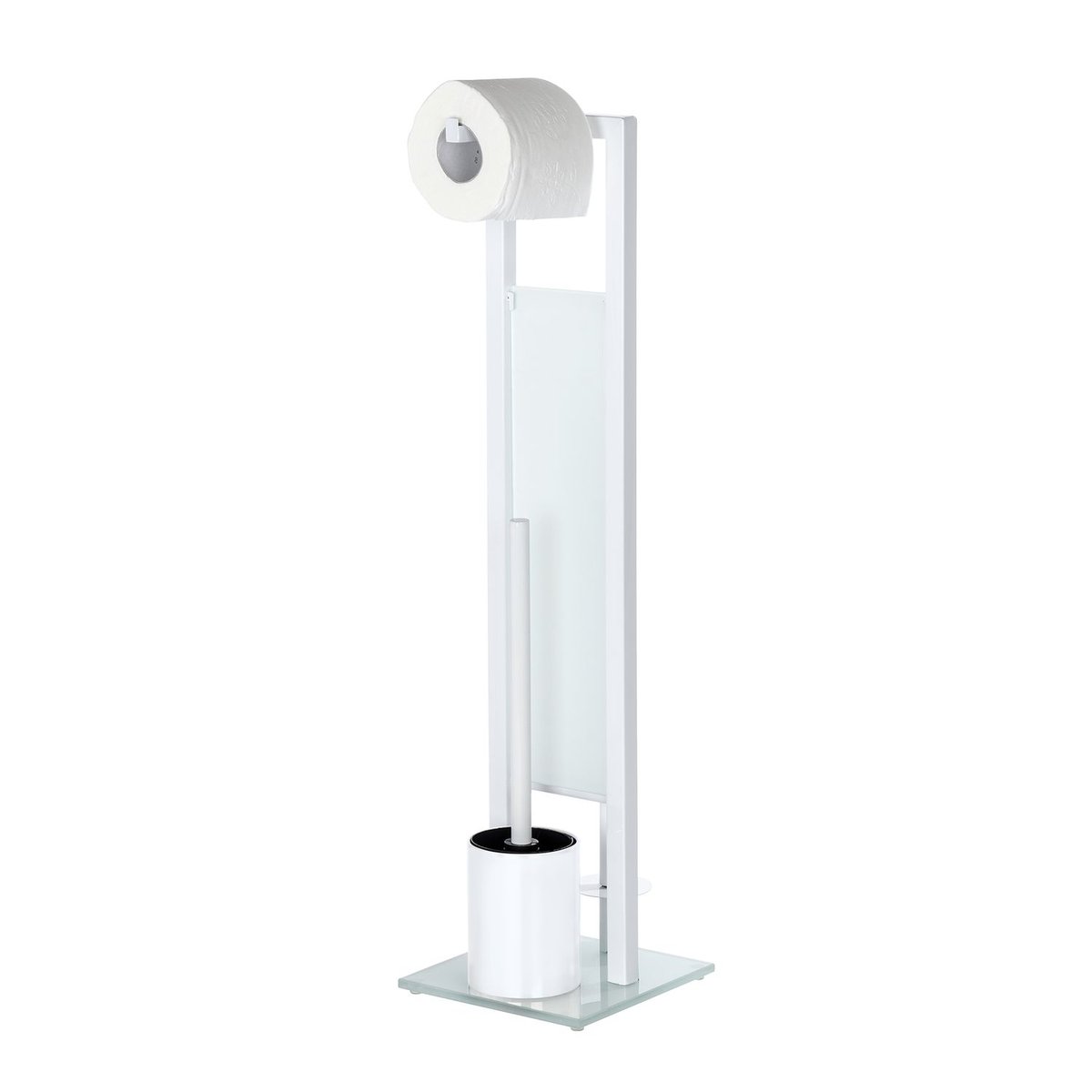 Serviteur WC dérouleur papier, brosse RIVALTA inox brillant, noir, WENKO