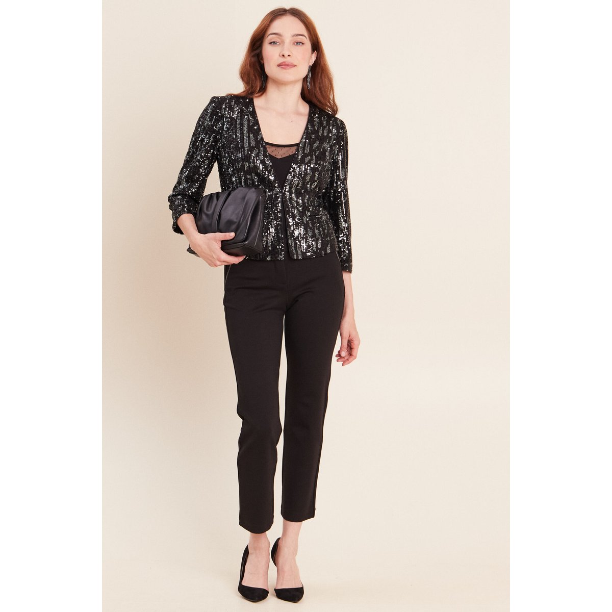 Veste ajustée courte à sequins gris foncé, BREAL