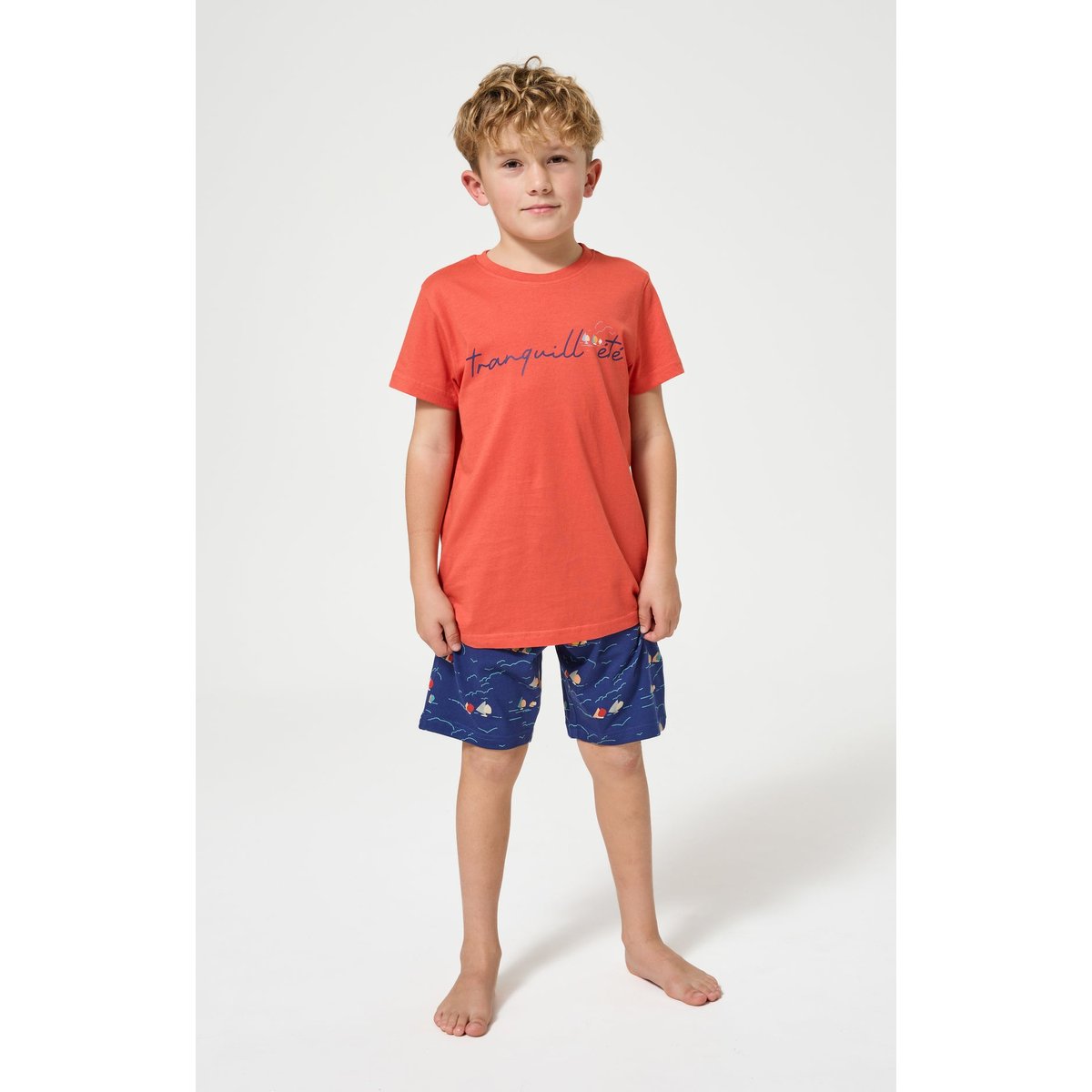 Pyjashort en coton imprimé Tranquill'été marine, ARTHUR
